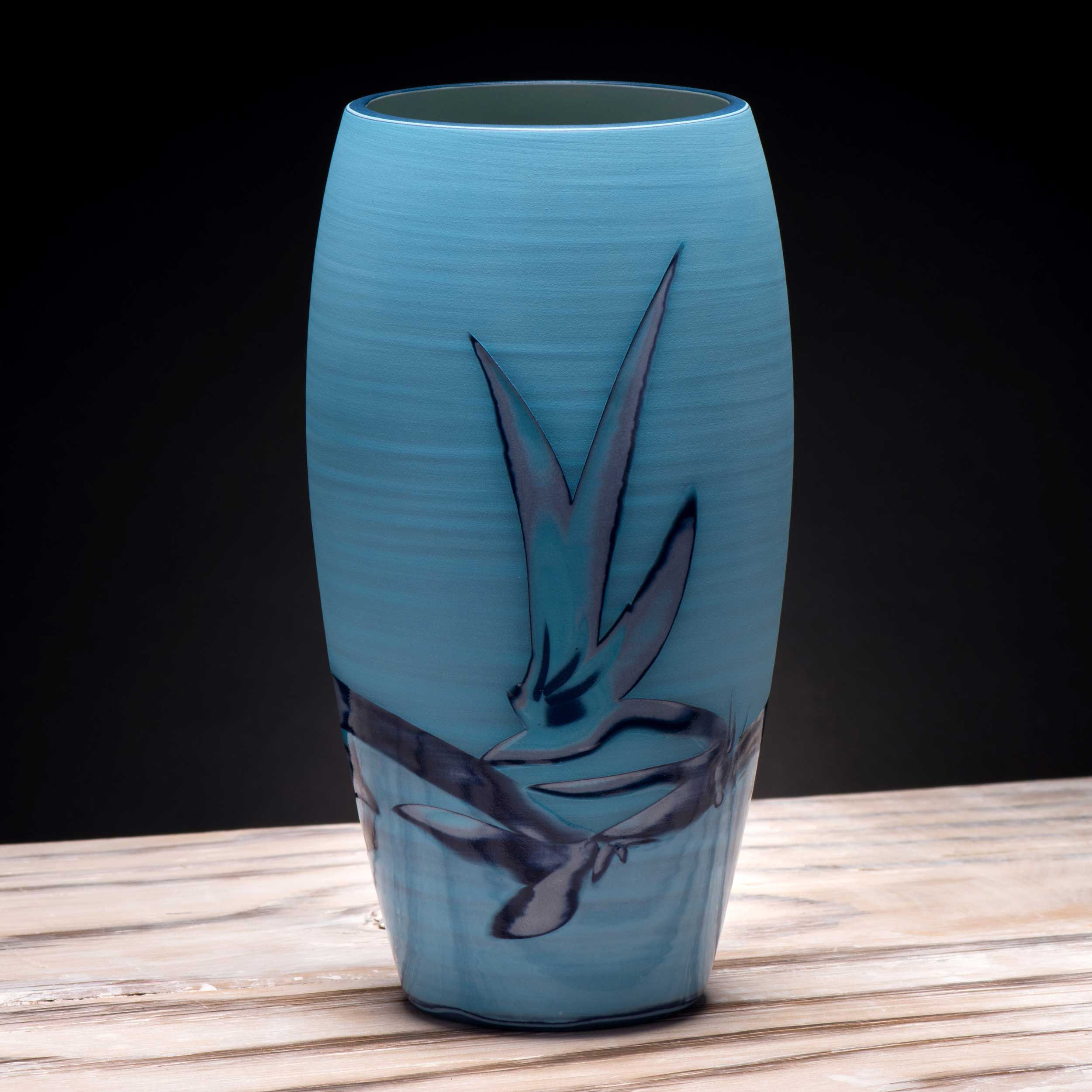 Turquoise Electric  Blue Ceramic Vase by Rowena Gilbert