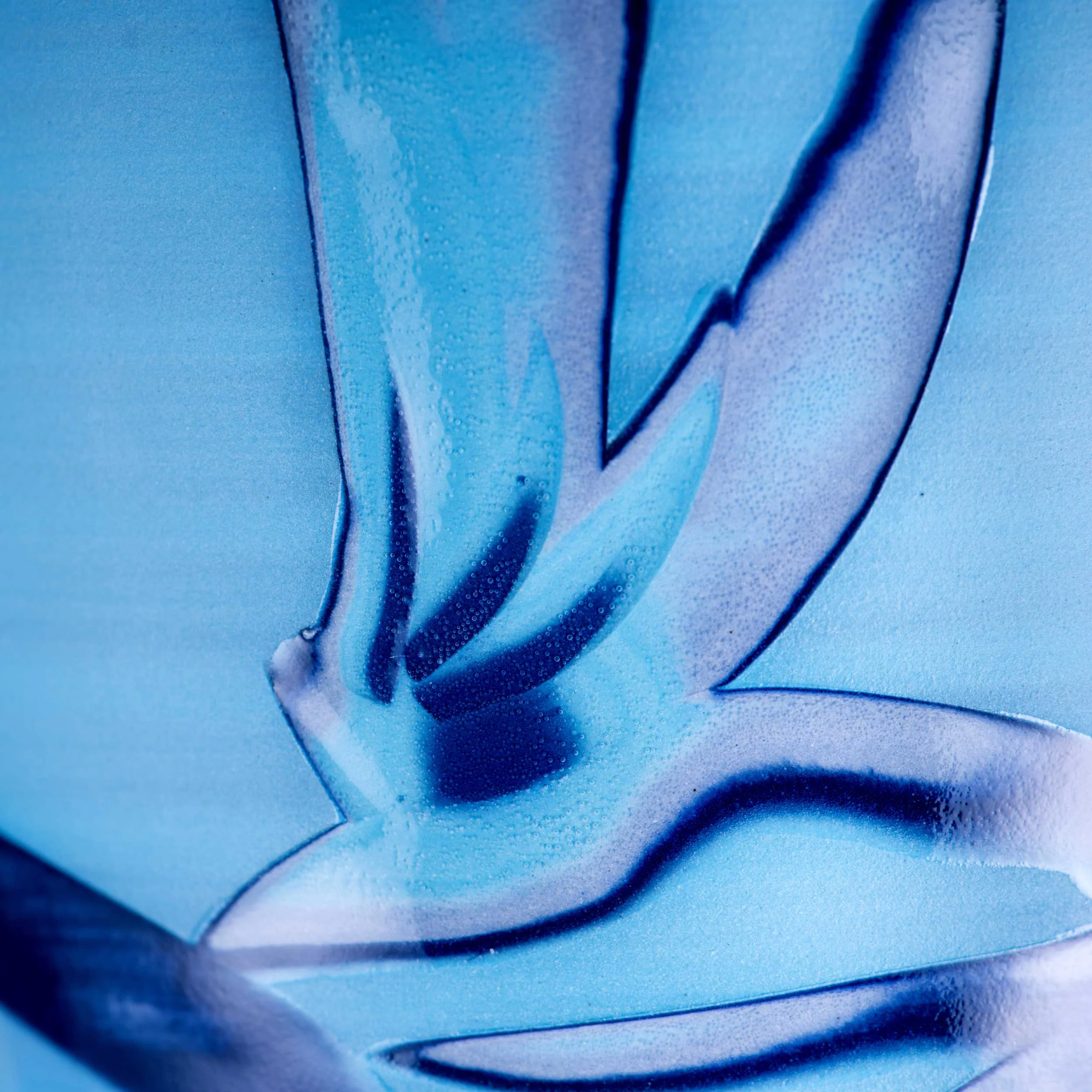 Ceramic Seascape Detail Bird Flight Turquoise Electric Blue by R