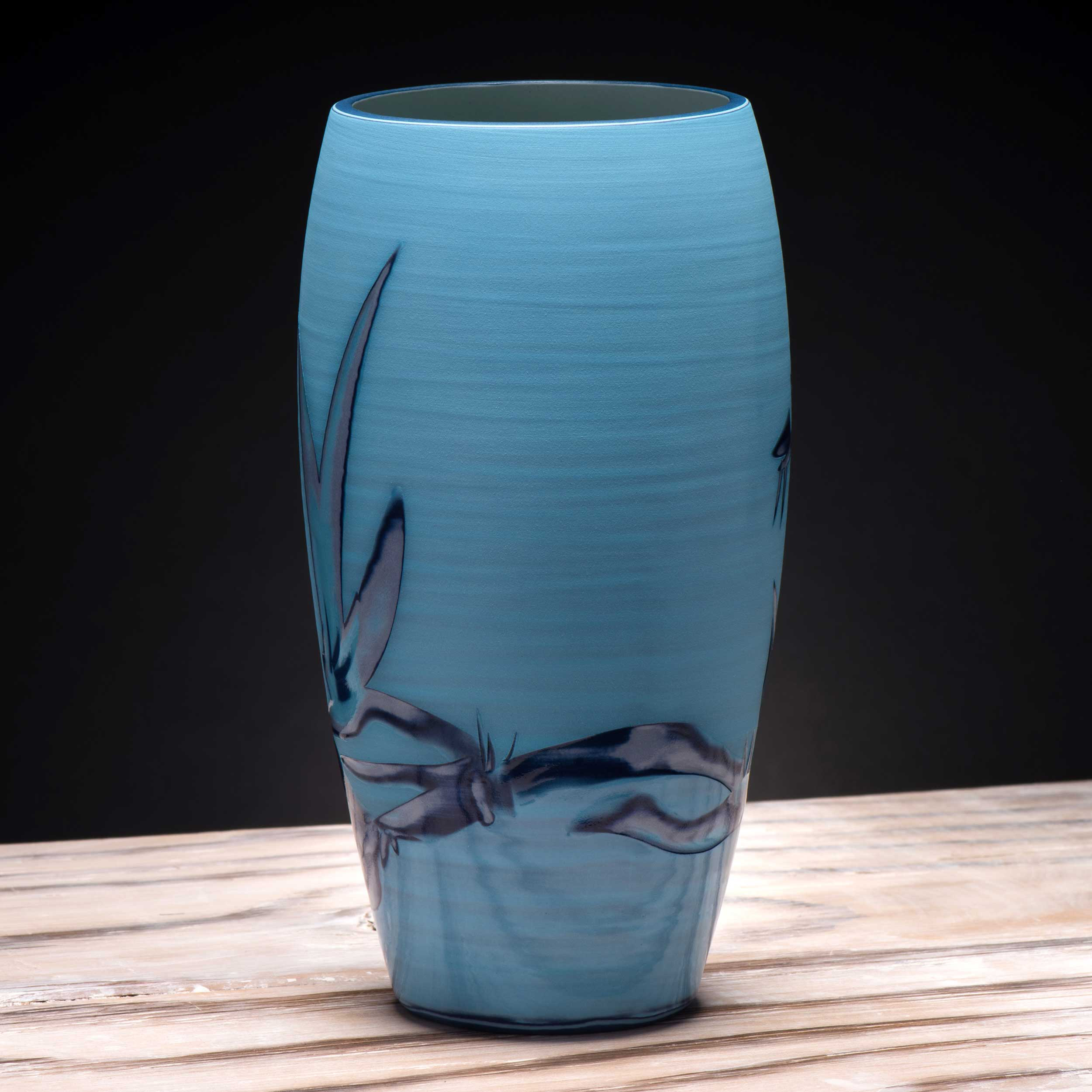 Ceramic Vase in Turquoise Electric  Blue  by Rowena Gilbert