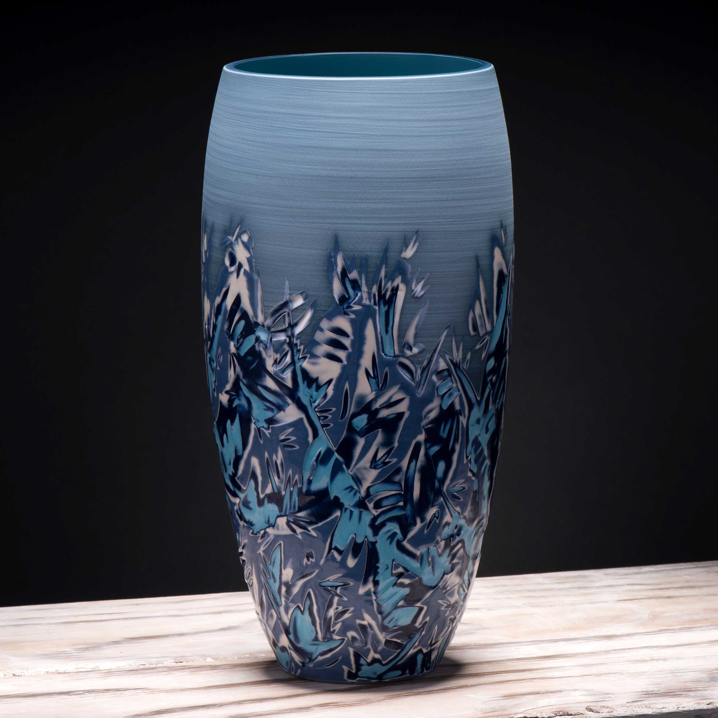 Large Blue Waves Design Vase Seascape Ceramics by Rowena Gilbert