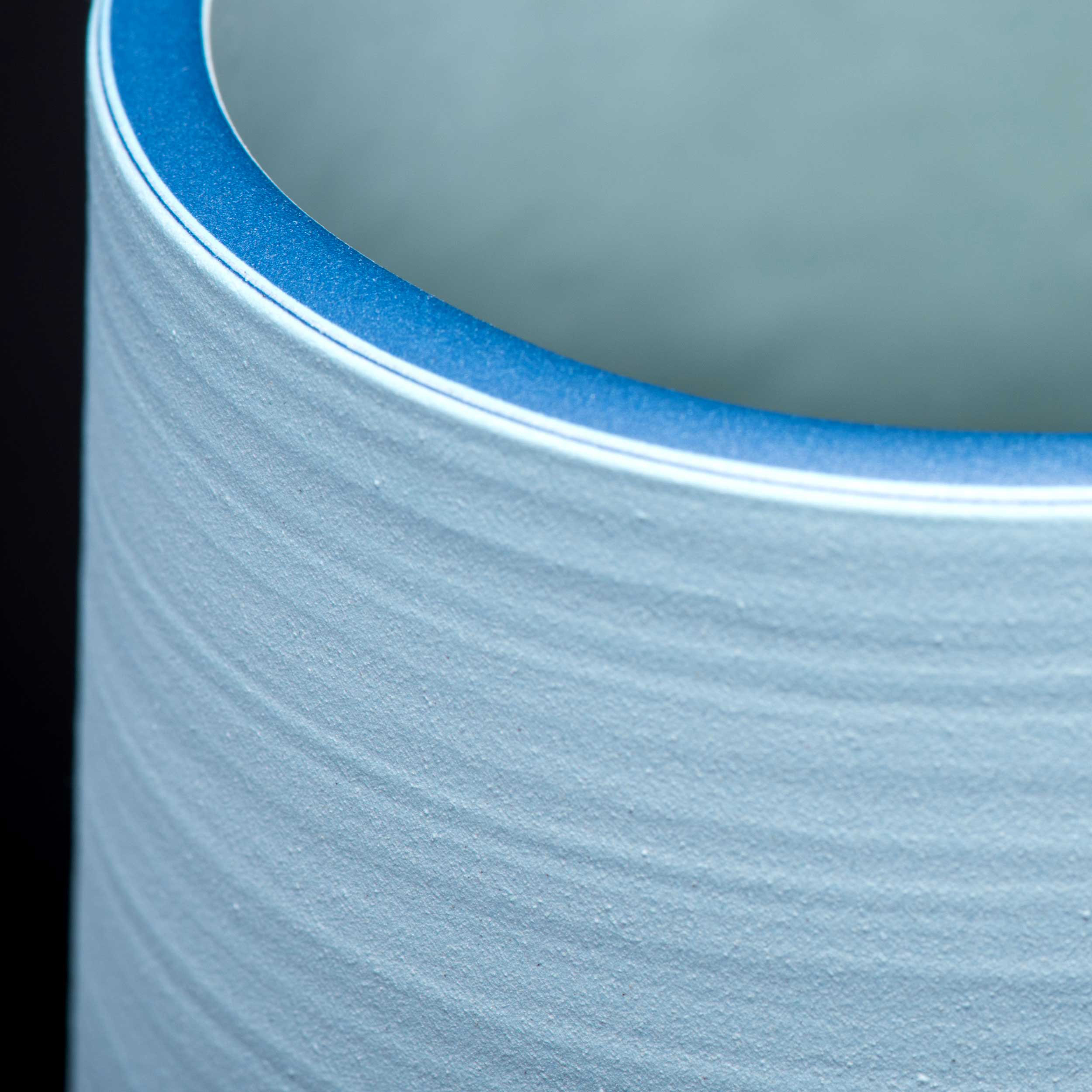 Turquoise Blue Detail Top Rim Ceramic Vase