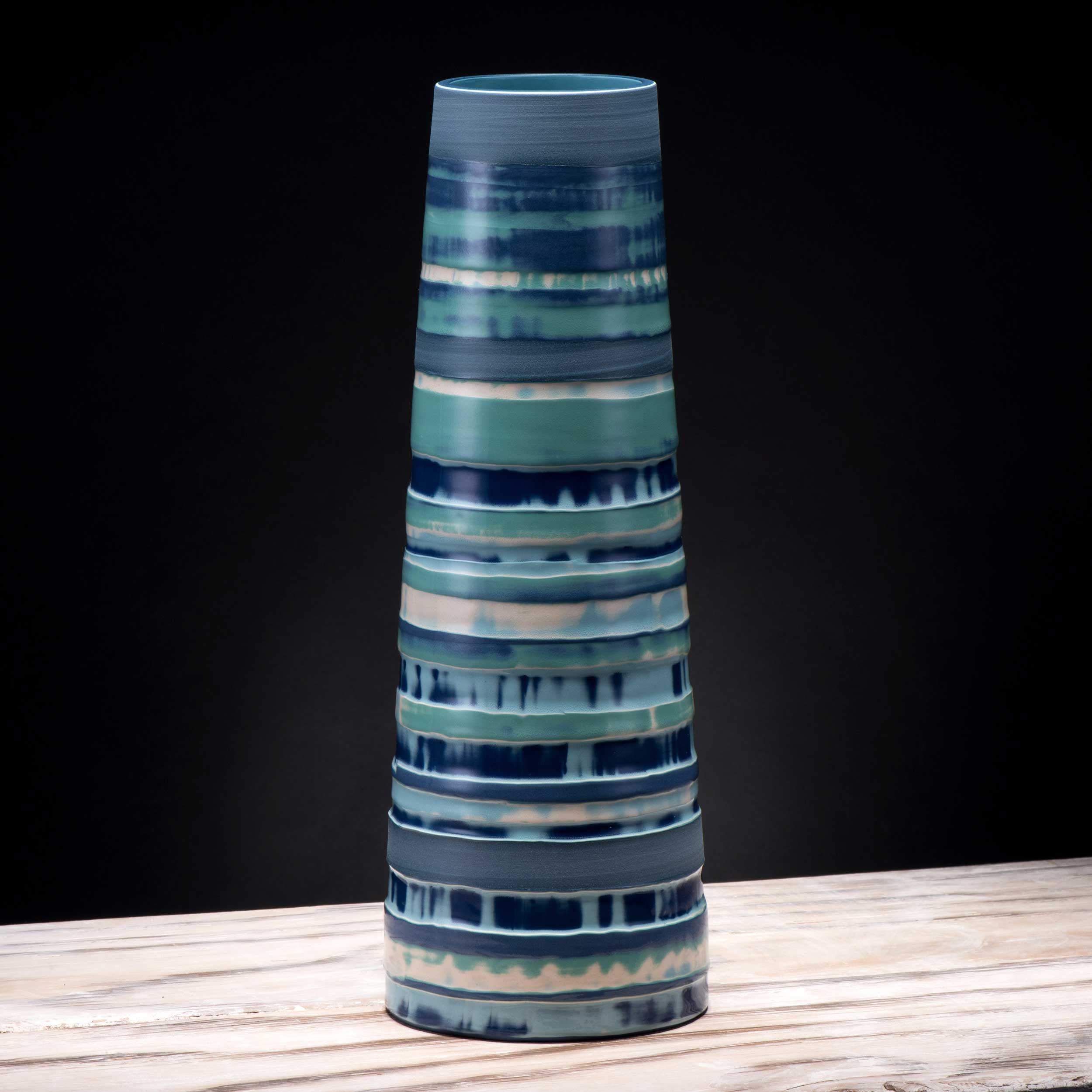 Ceramic Stem Vase Aquamarine Green Blue by Rowena Gilbert Coast 