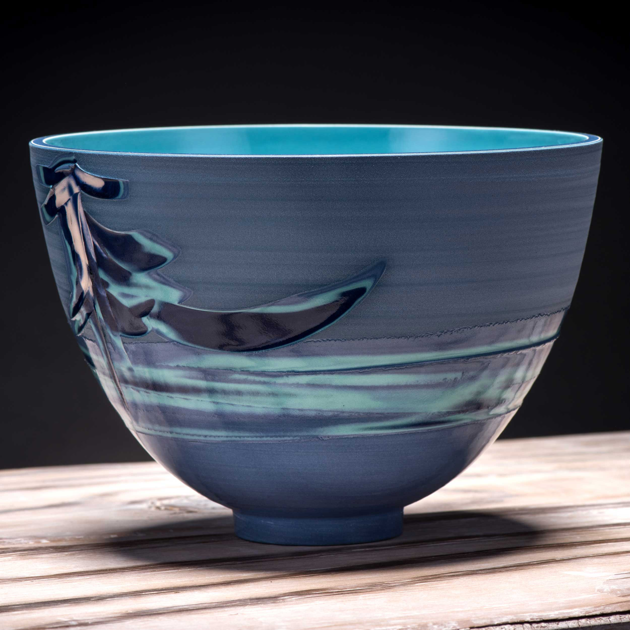 Blue Oriental Waterfall Pattern Bowl by Rowena Gilbert Coast Coi