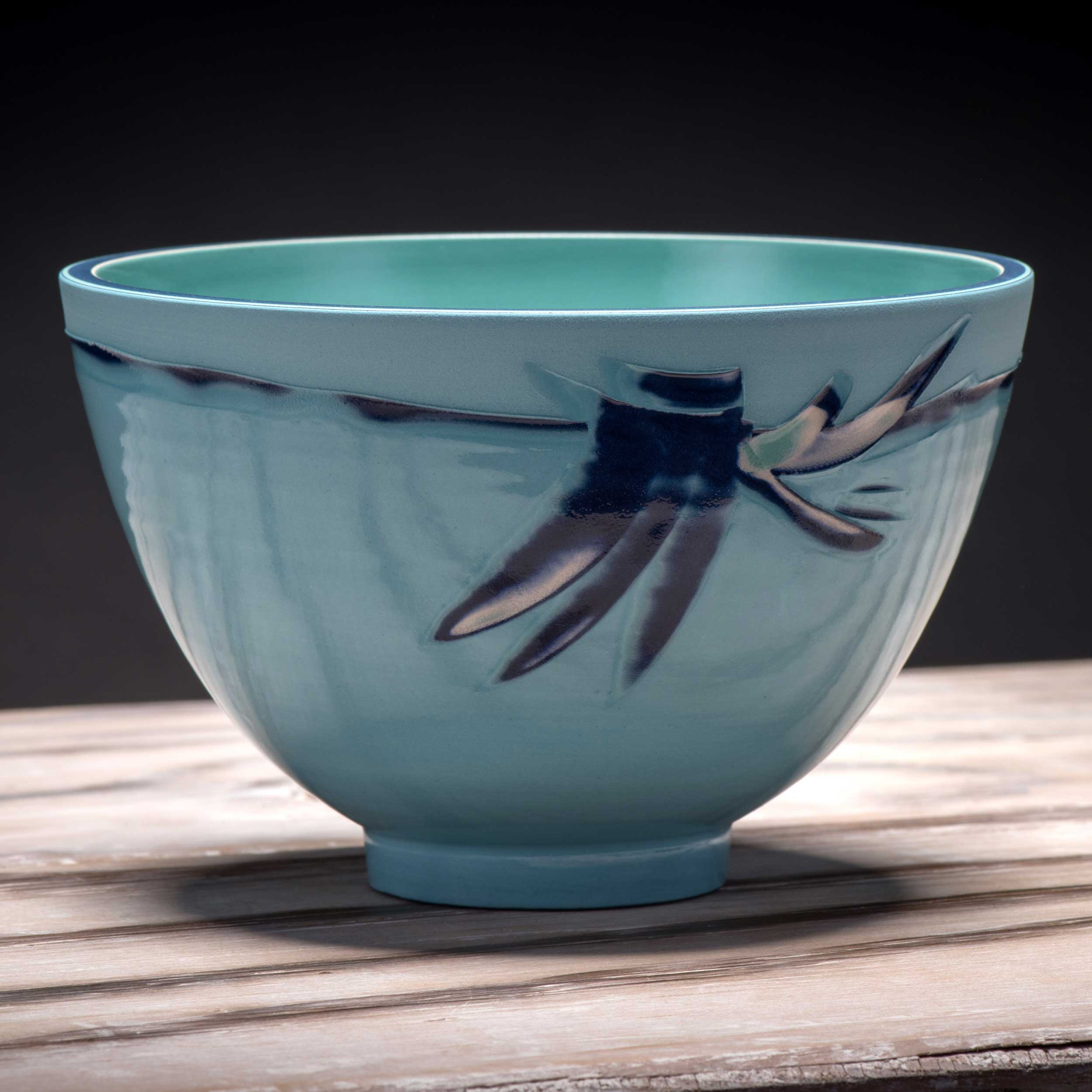 Ceramic Rice Bowl Aquamarine Blue by Rowena Gilbert Coast Series