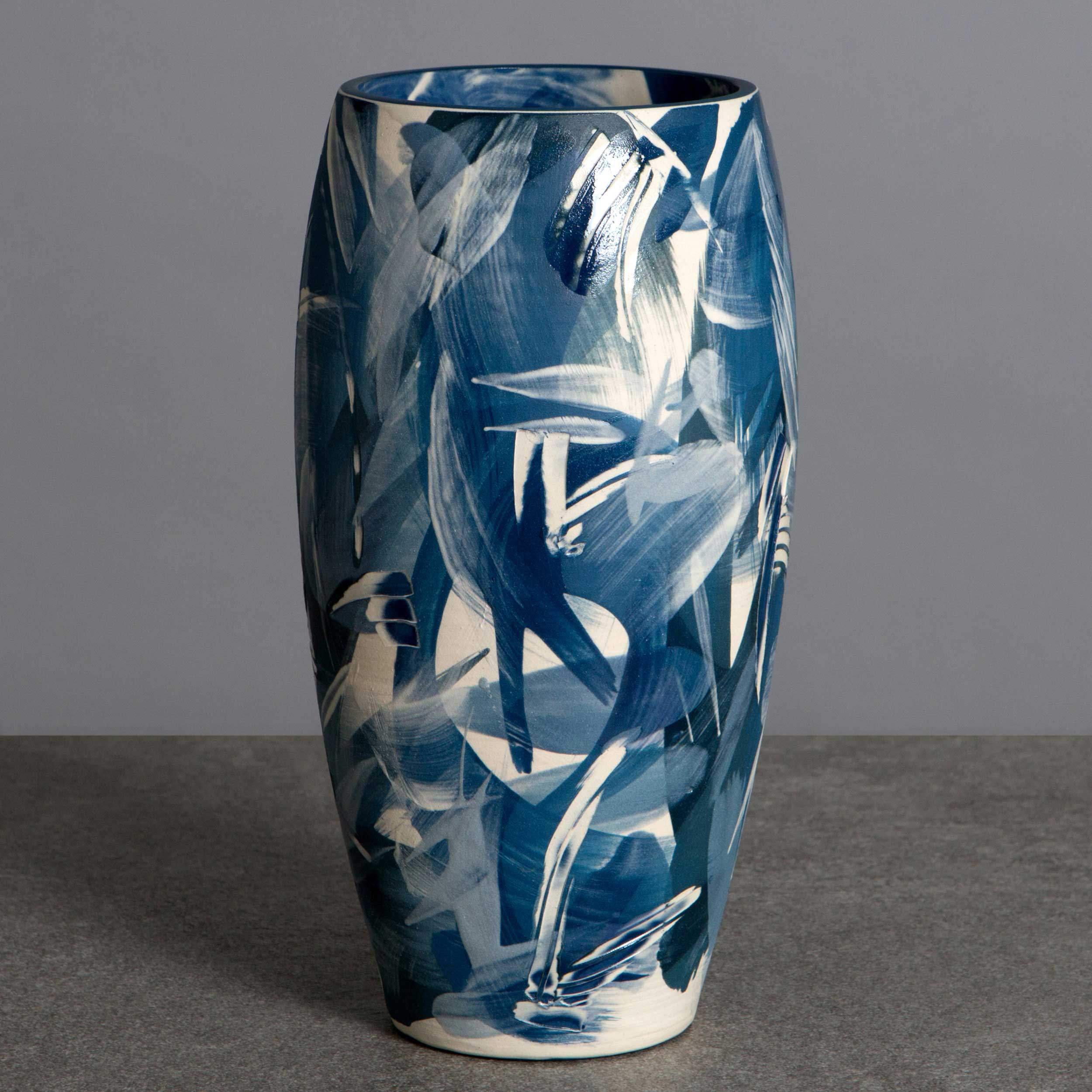 Blue Waves Contemporary Ceramic Vase by Rowena Gilbert
