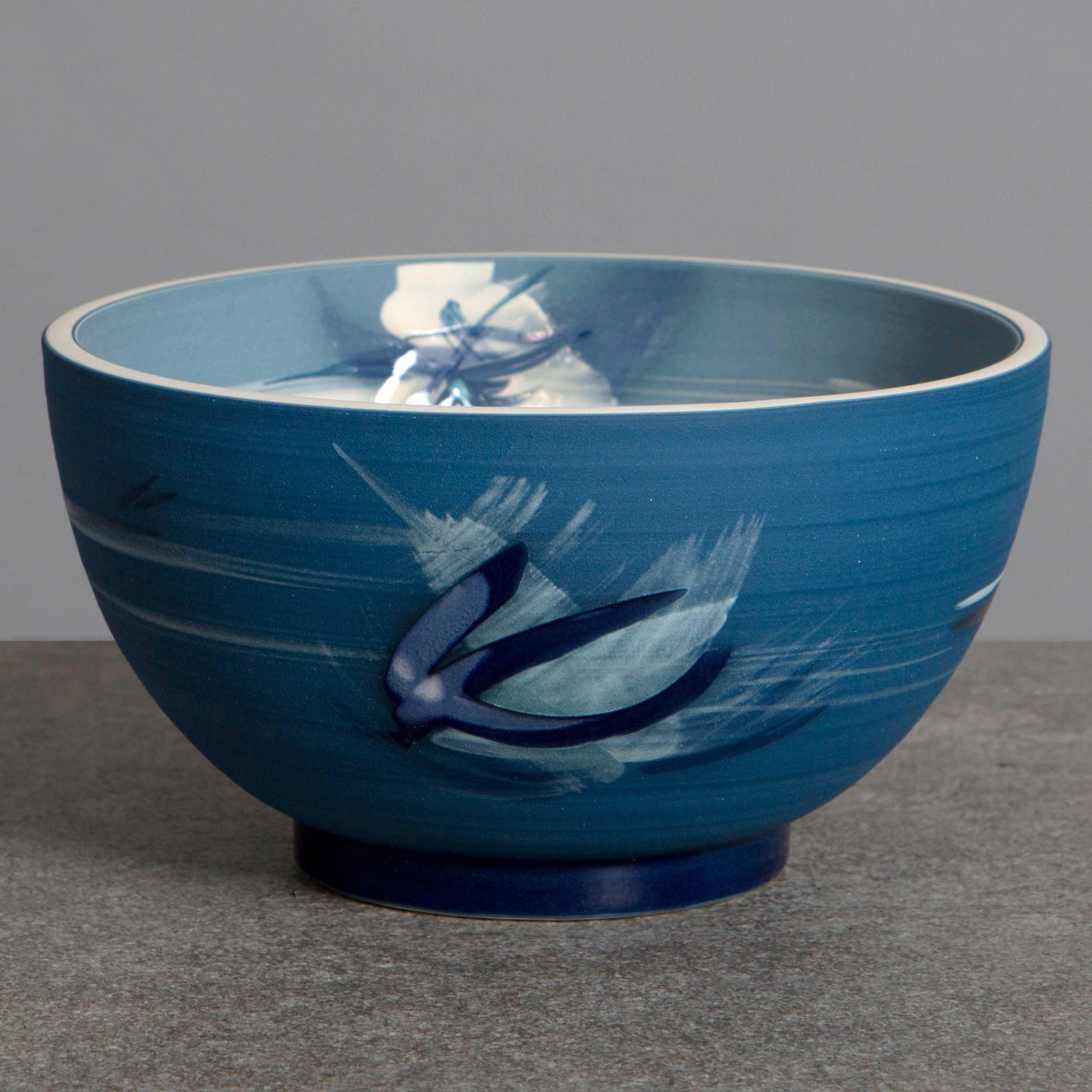 Great Waves Blue Ceramic Bowl by Rowena Gilbert