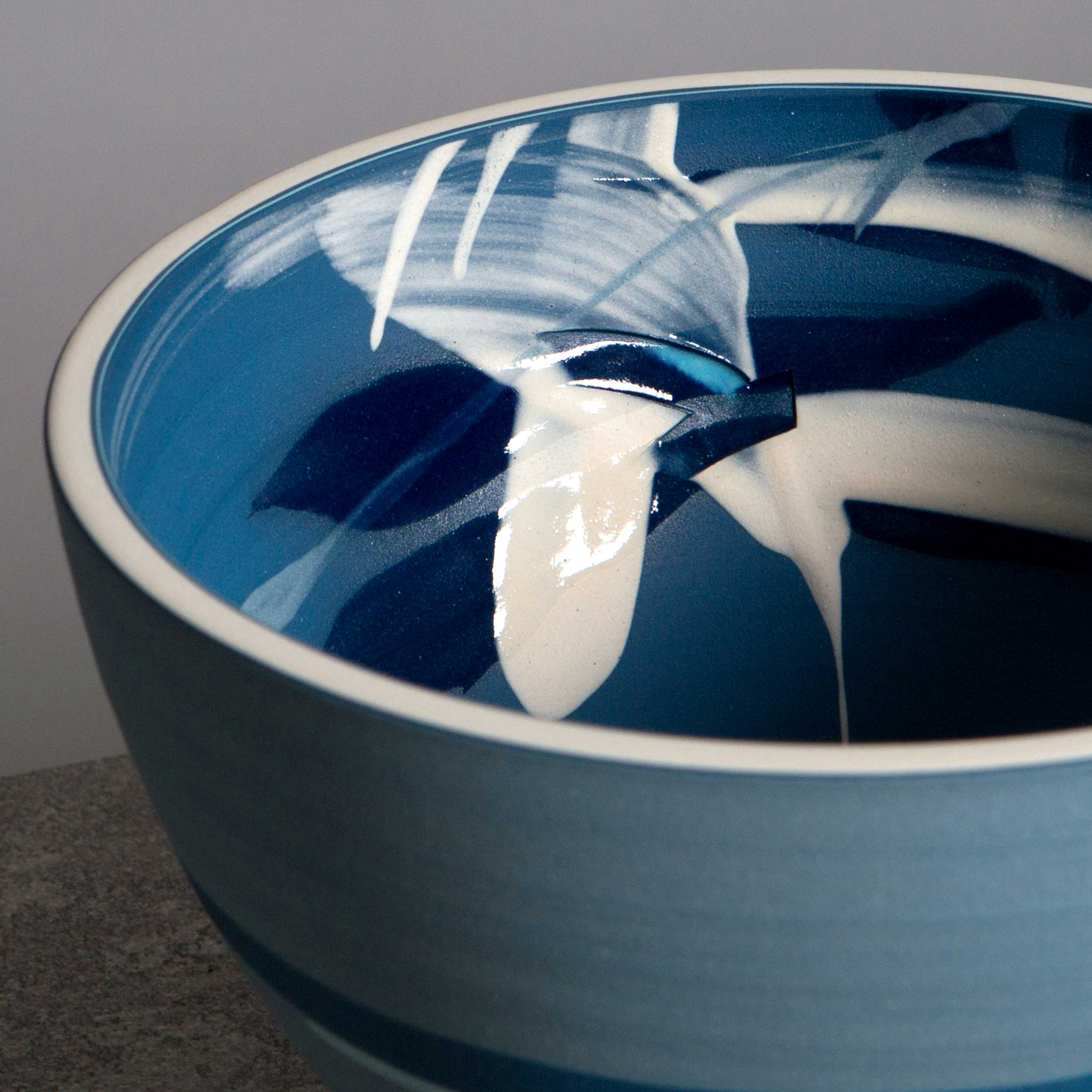 Great Wave  Blue Ceramic Bowl by Rowena Gilbert
