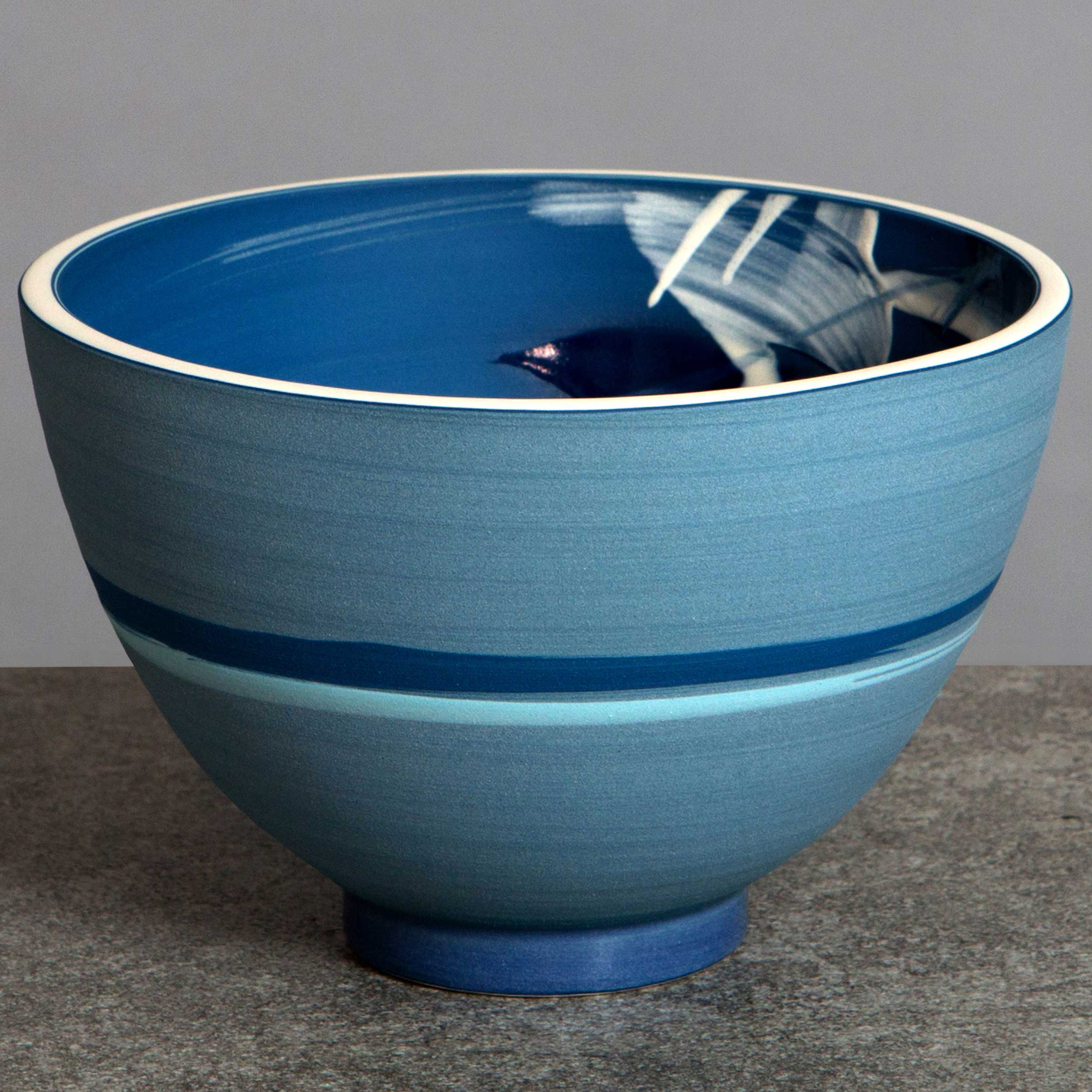 Blue Ceramic Seascape Bowl by Rowena Gilbert