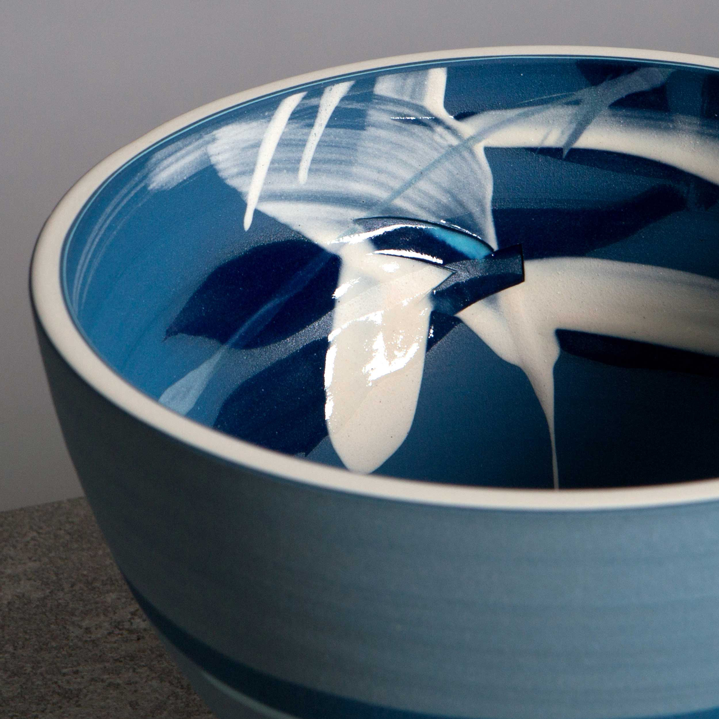 Ceramic Sgraffito Seascape Waves by Rowena Gilbert