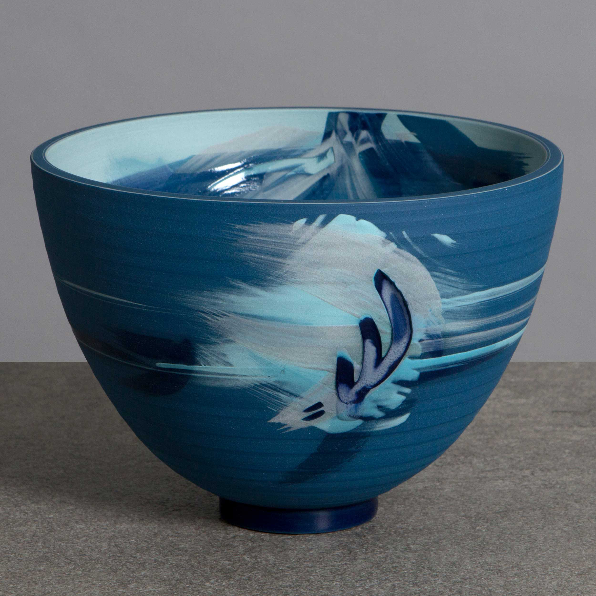 Blue Water Splash Ceramic Bowl by Rowena Gilbert