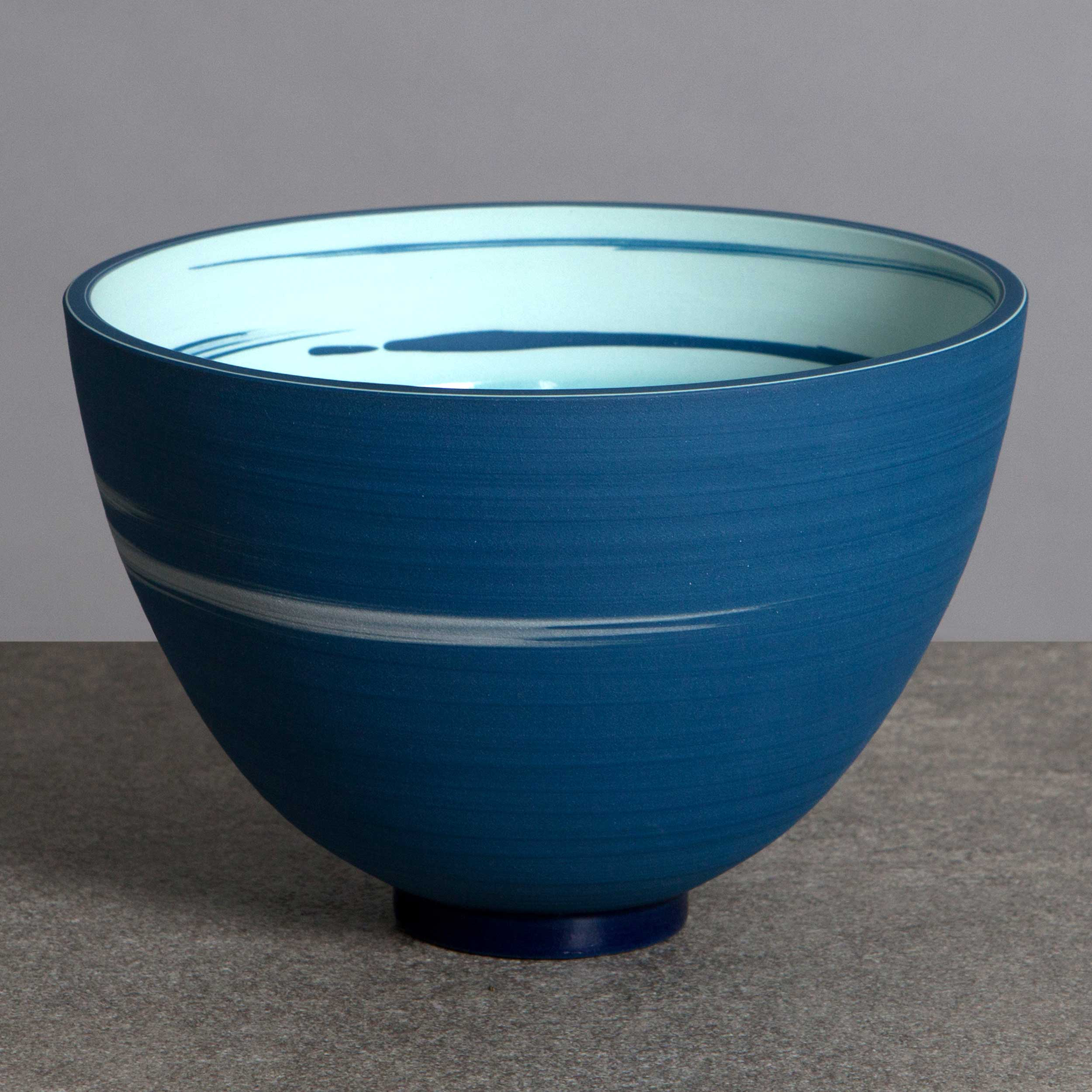 Turquoise Cobalt Blue Ceramic Bowl by Rowena Gilbert