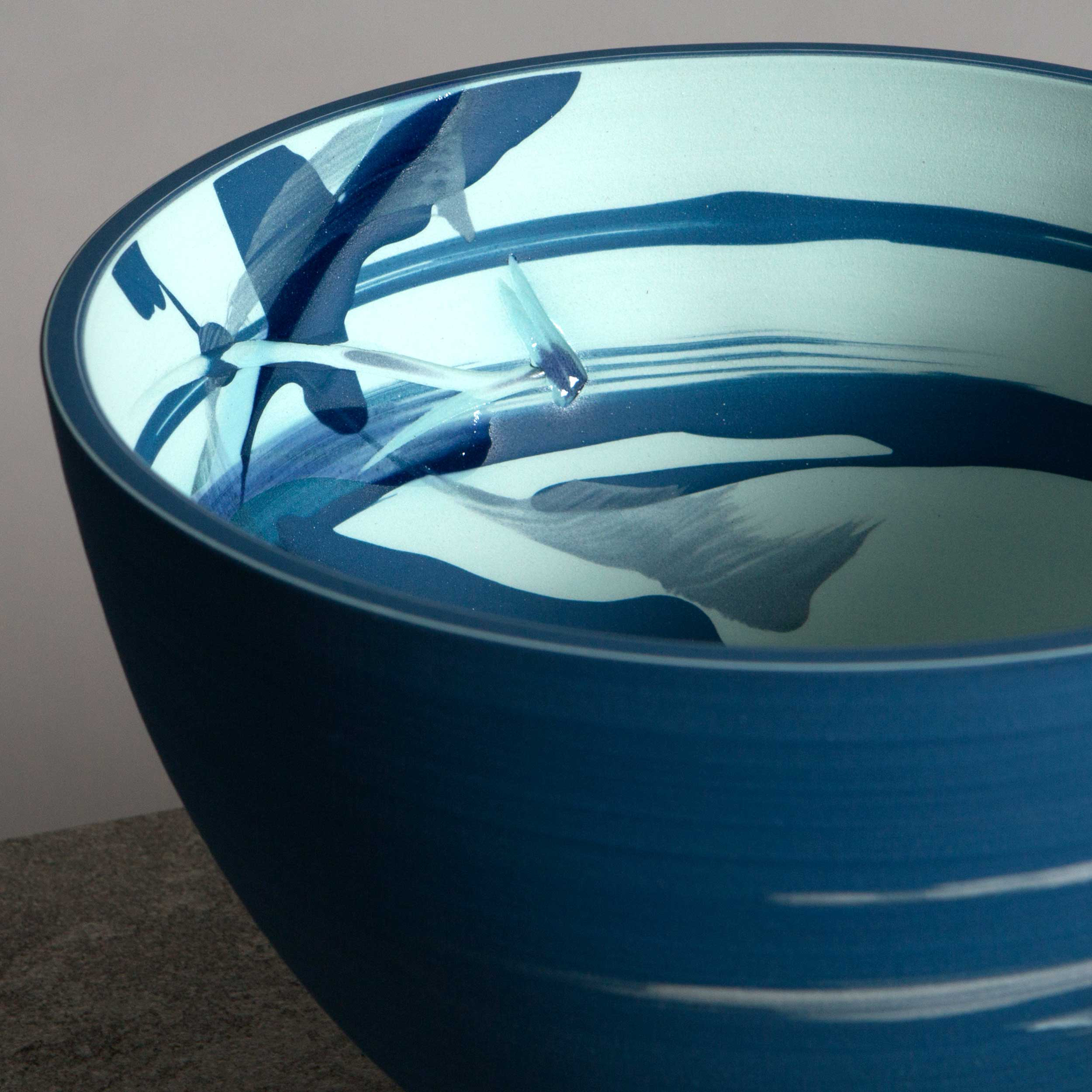 Turquoise Cobalt Blue Splash Ceramic Bowl by Rowena Gilbert