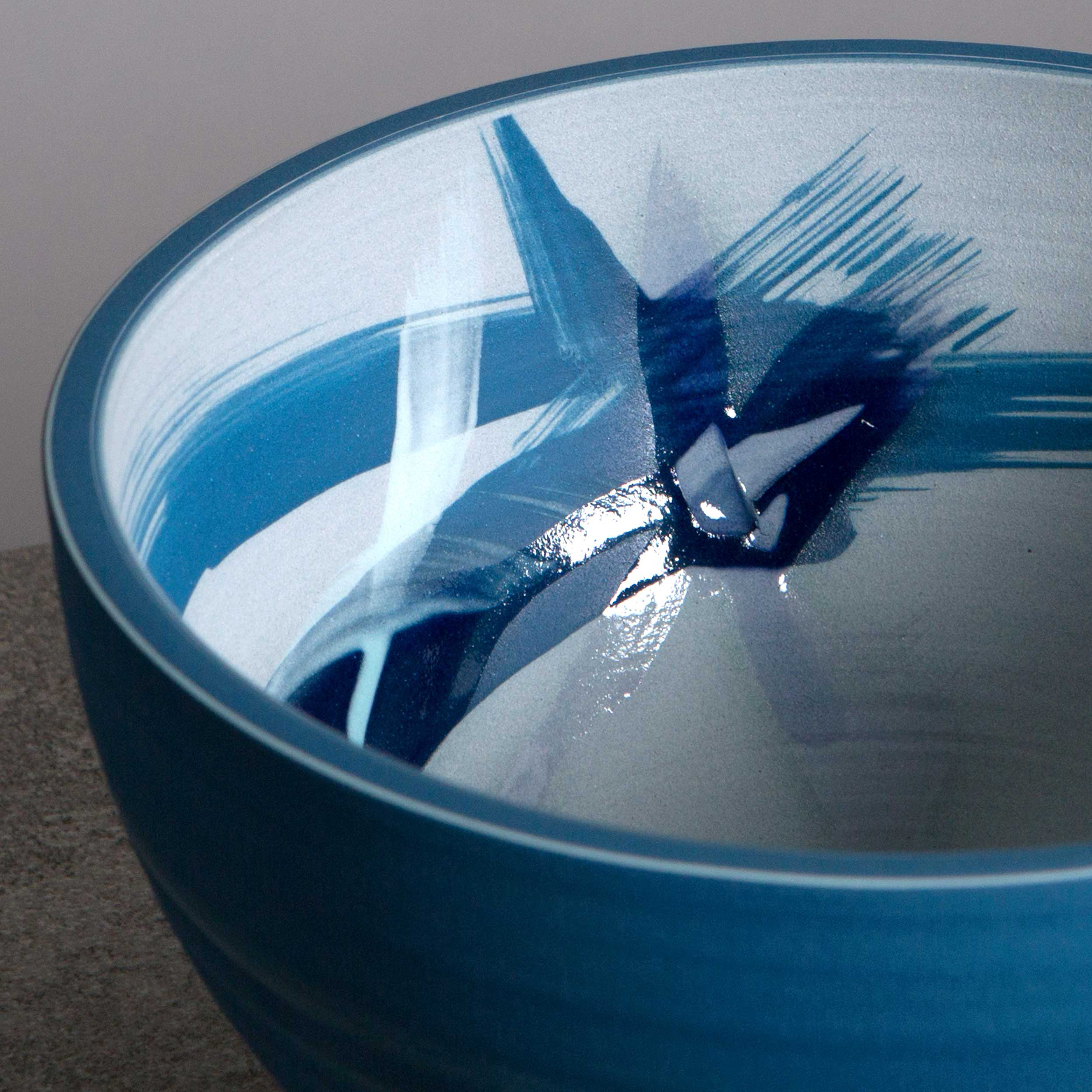 Wind Waves Blue Ceramic Bowl Decoration by Rowena Gilbert