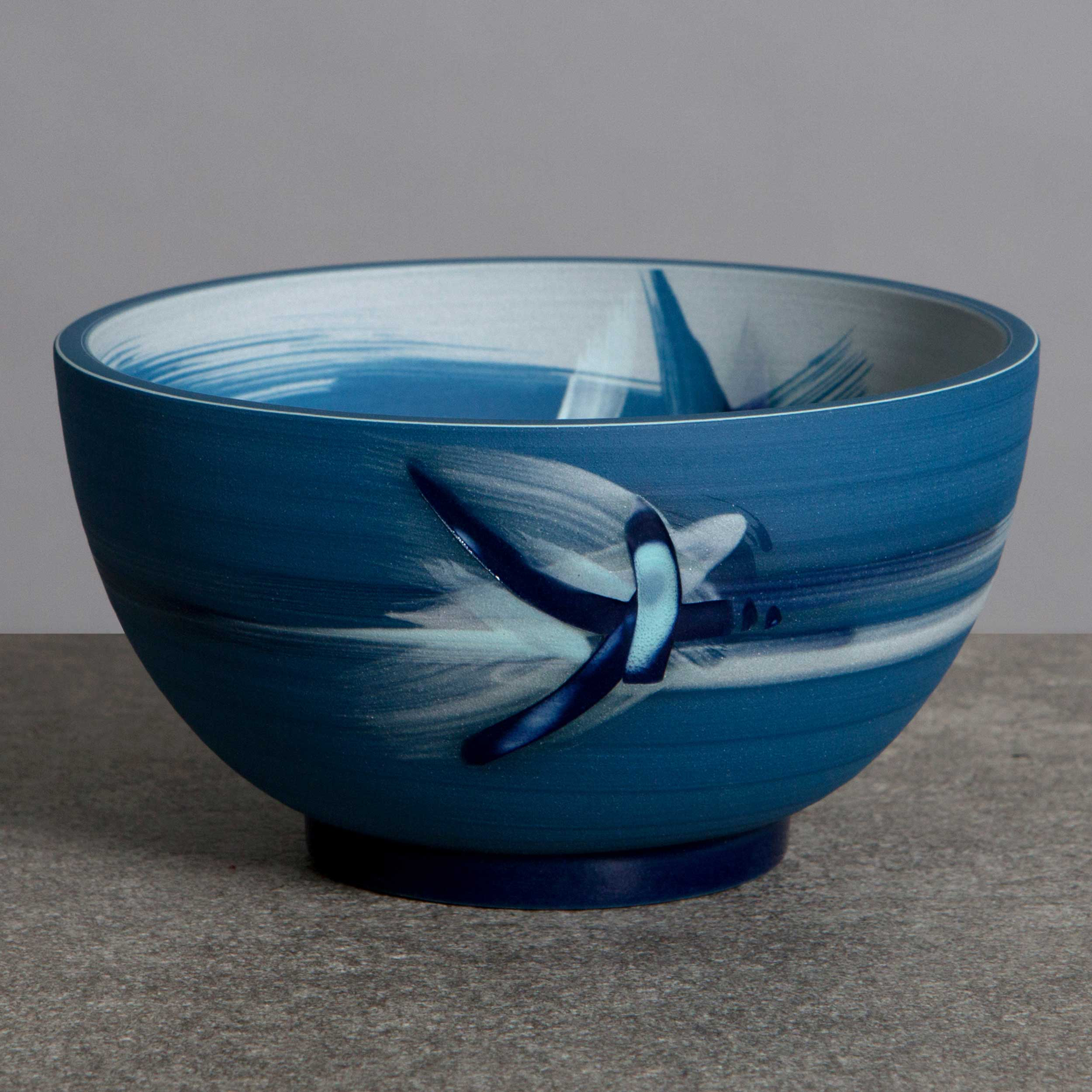 Wave Flight Blue Ceramic Bowl by Rowena Gilbert