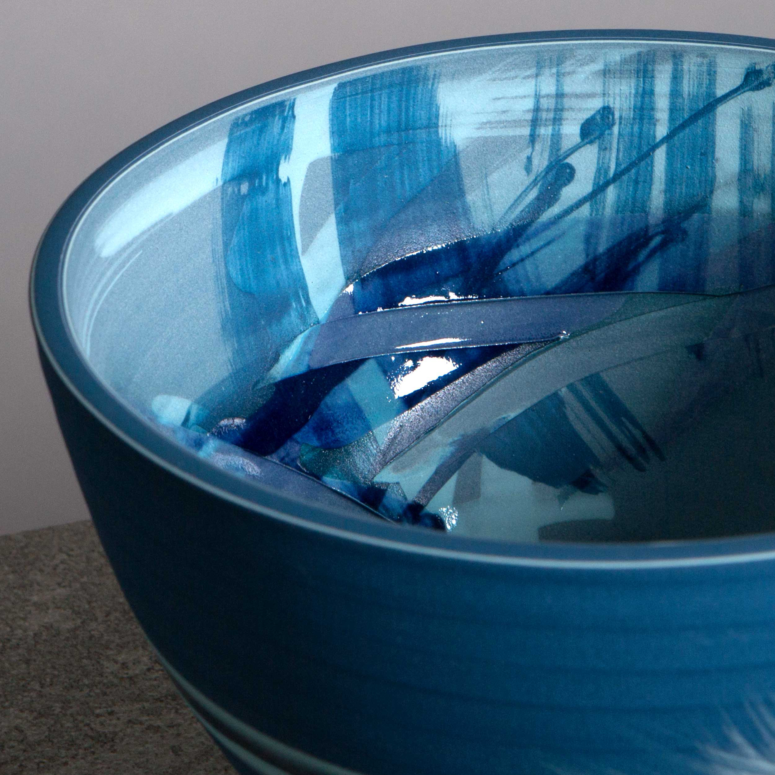 Point Break Blue Ceramic Bowl by Rowena Gilbert