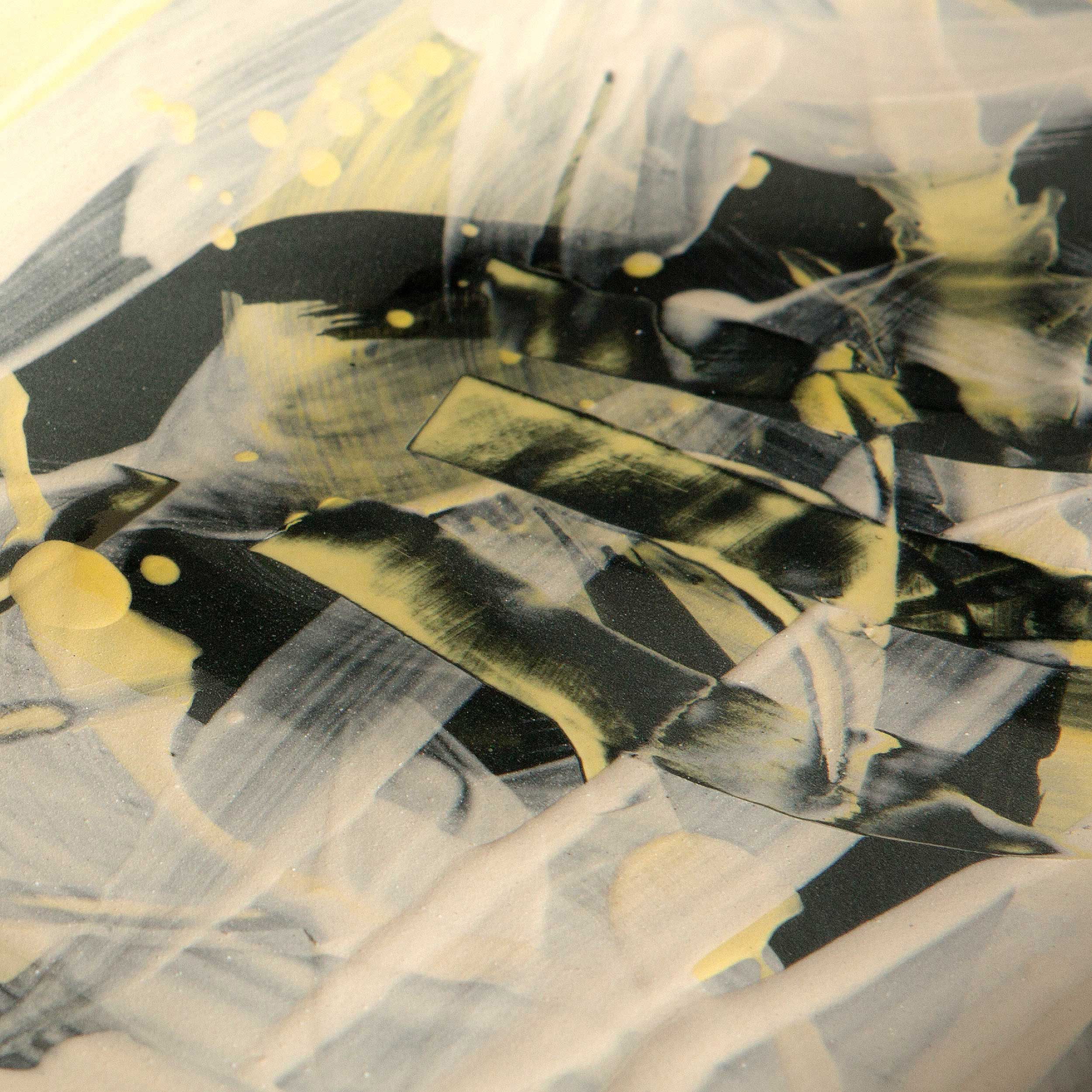 Charcoal Grey Yellow Plate Pattern by Rowena Gilbert