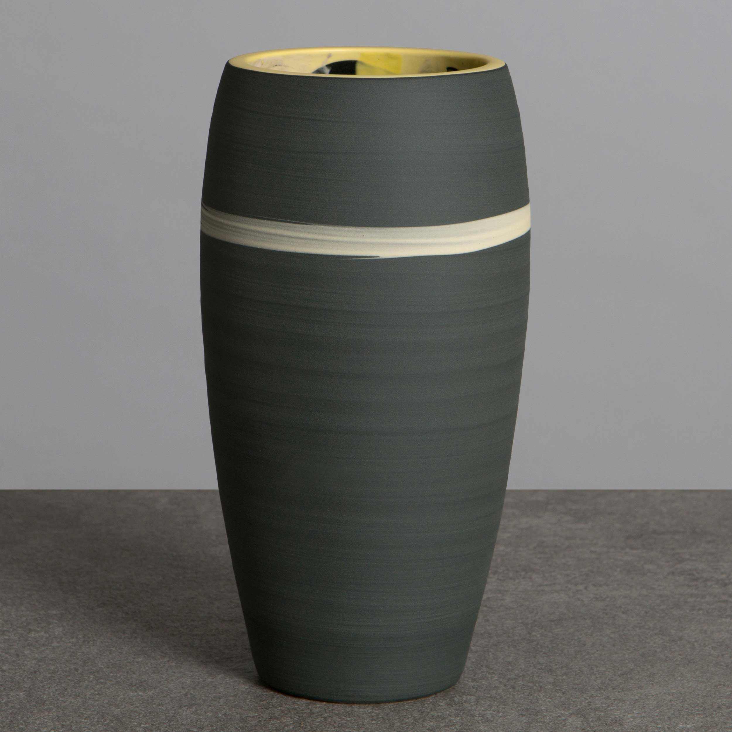 Grey Yellow Ceramic Vase by Rowena Gilbert