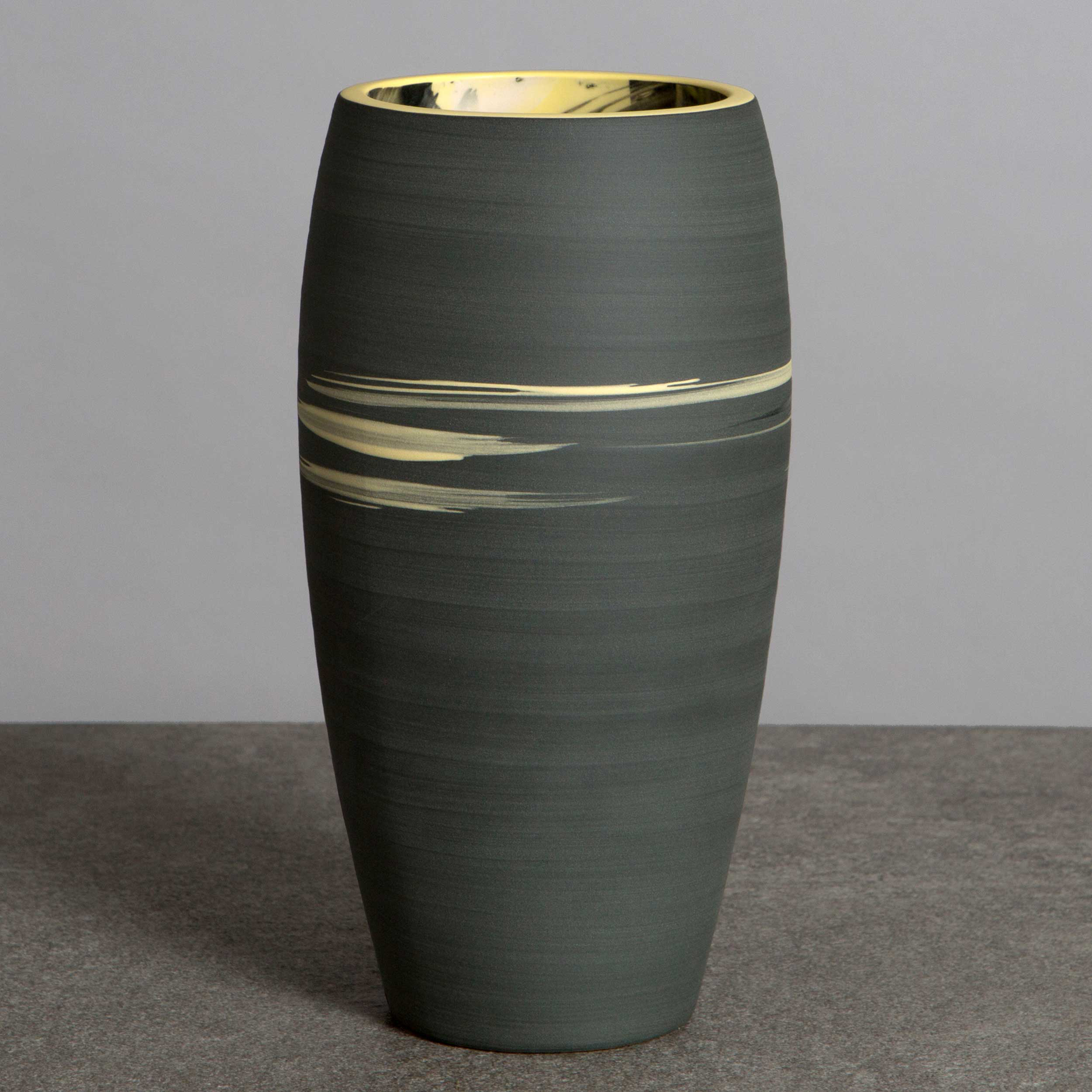 Black Yellow Ceramic Vase by Rowena Gilbert