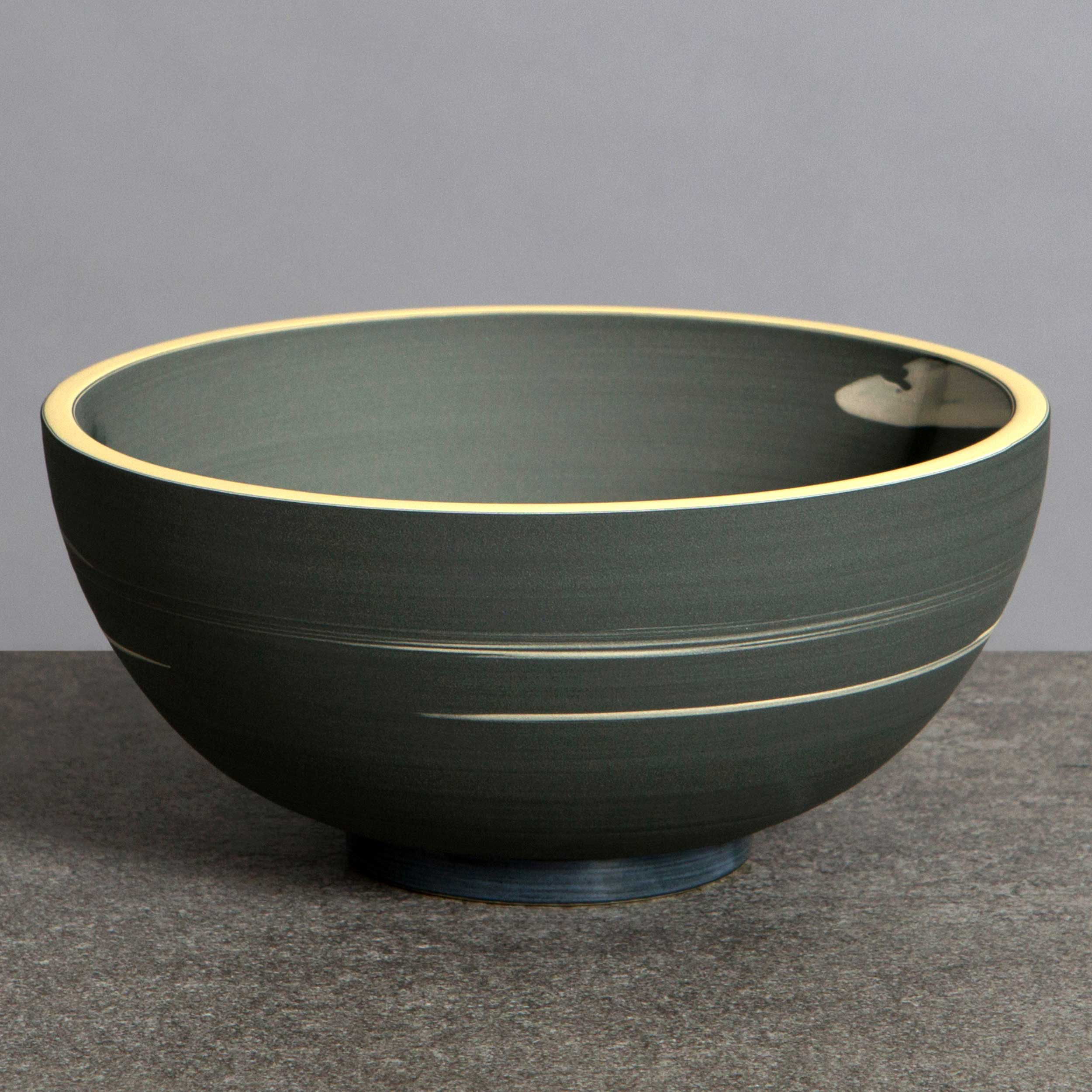 Charcoal Slate Yellow Ceramic Bowl by Rowena Gilbert