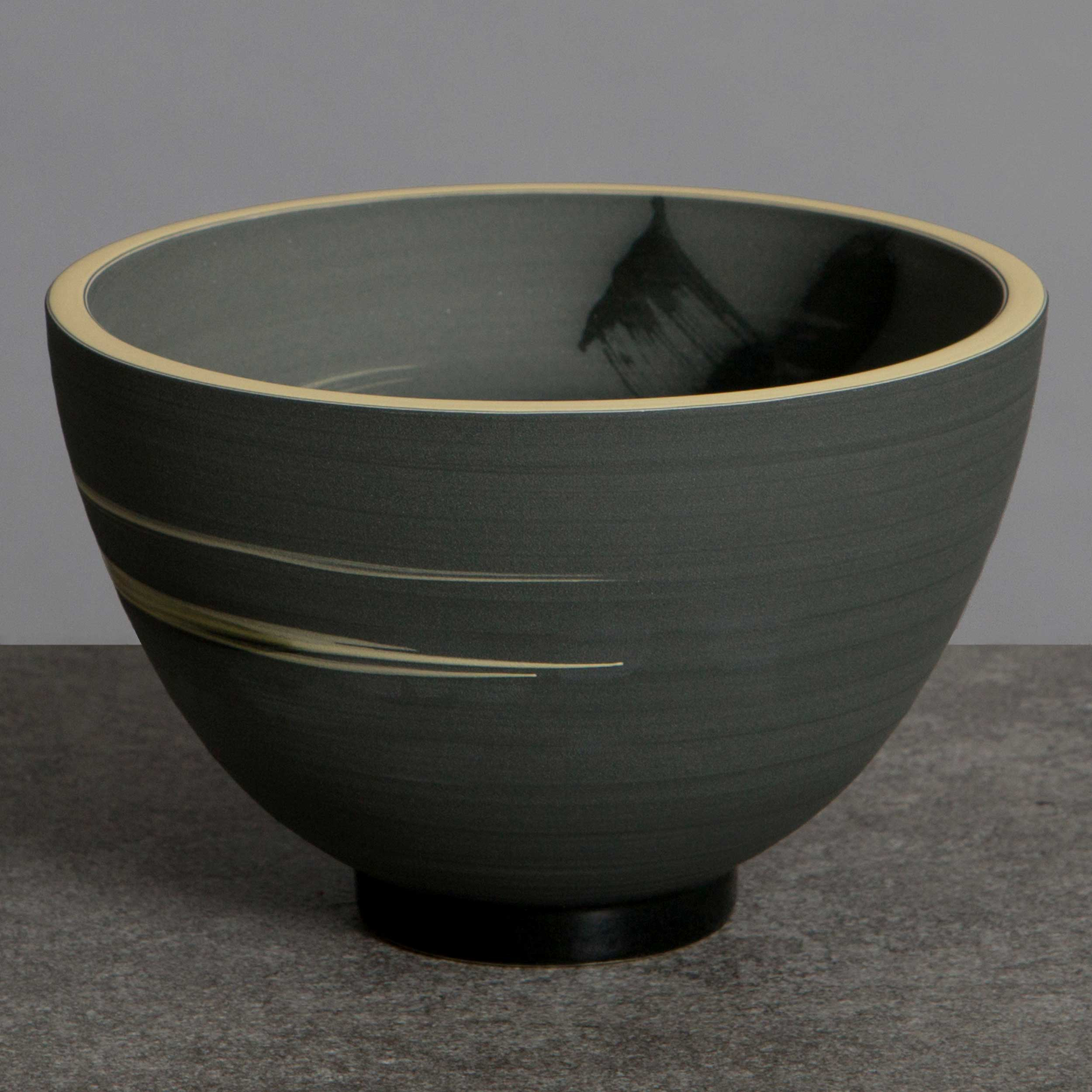 Charcoal Grey Yellow Ceramic Bowl Ceramic Bowl by Rowena Gilbert