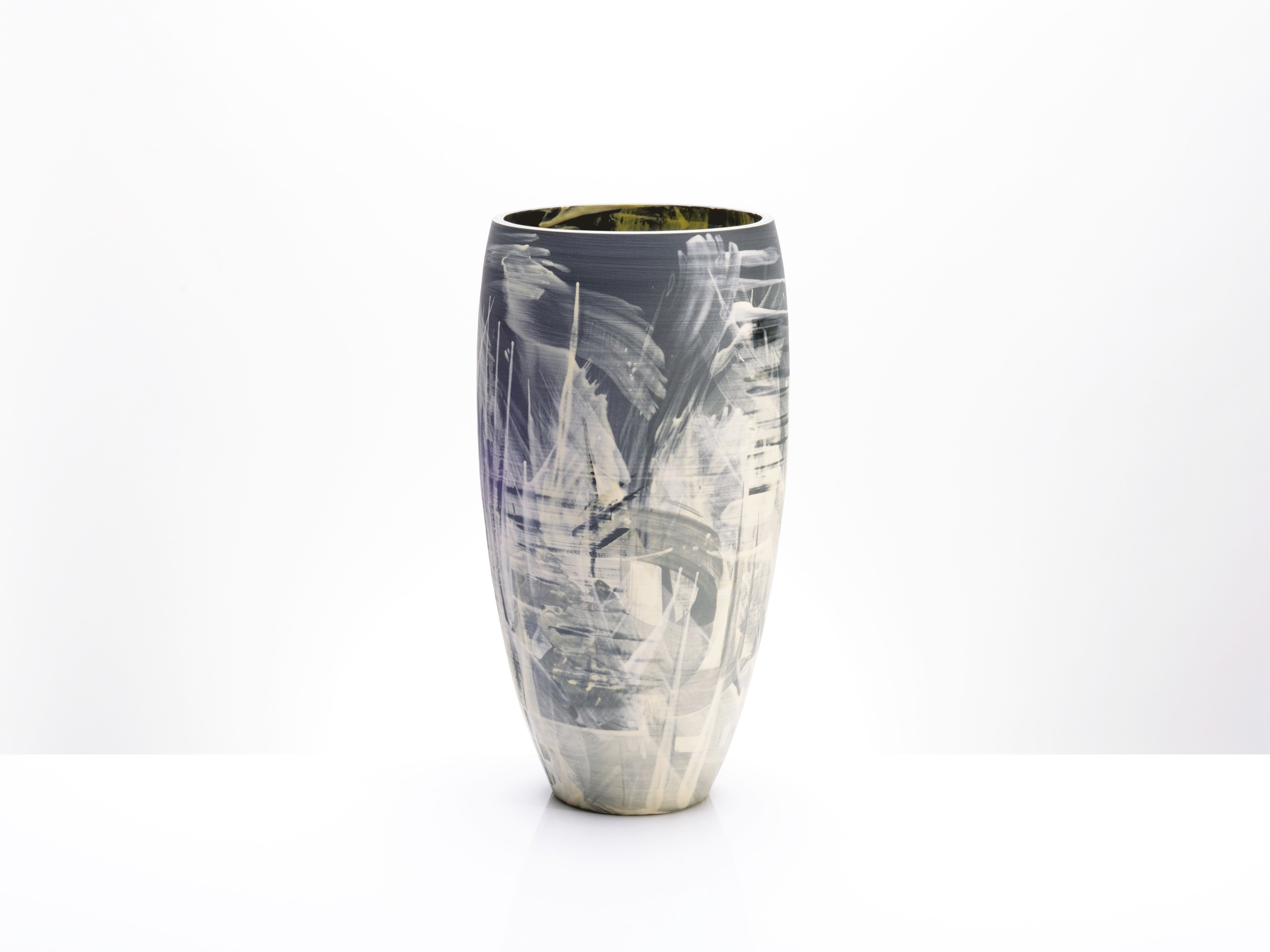 Grey Black Pale Yellow Vase by Rowena Gilbert