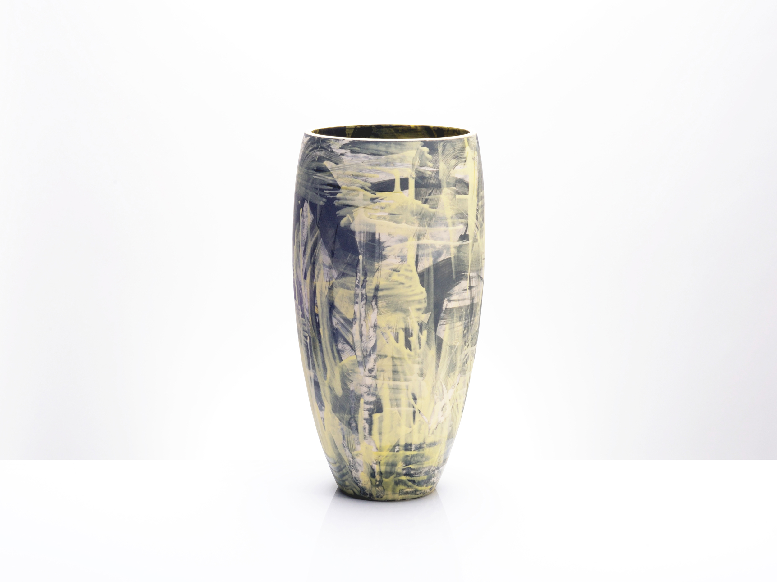 Yellow Grey Ceramic Vase by Rowena Gilbert