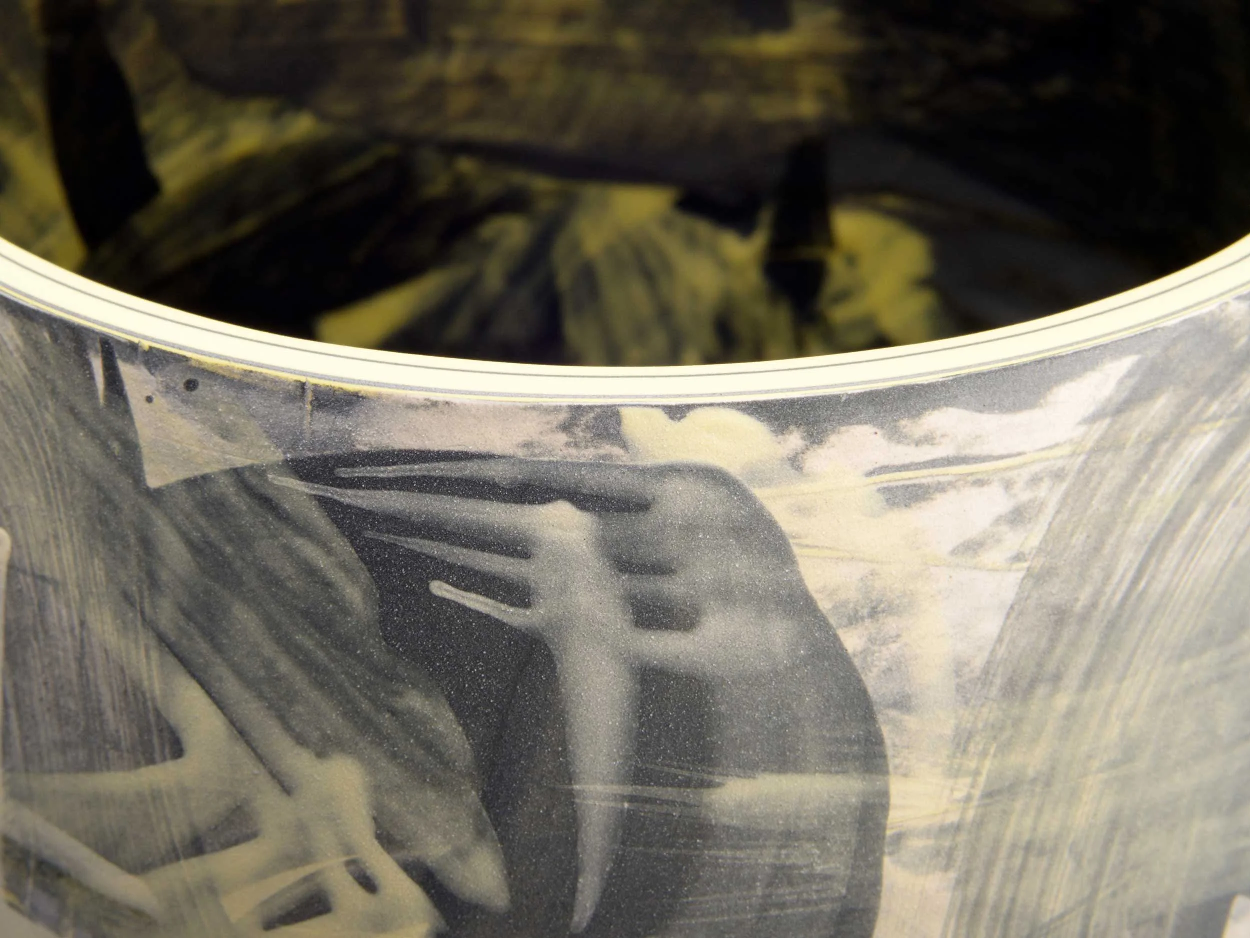 Yellow Grey Ceramic Vase Detail by Rowena Gilbert
