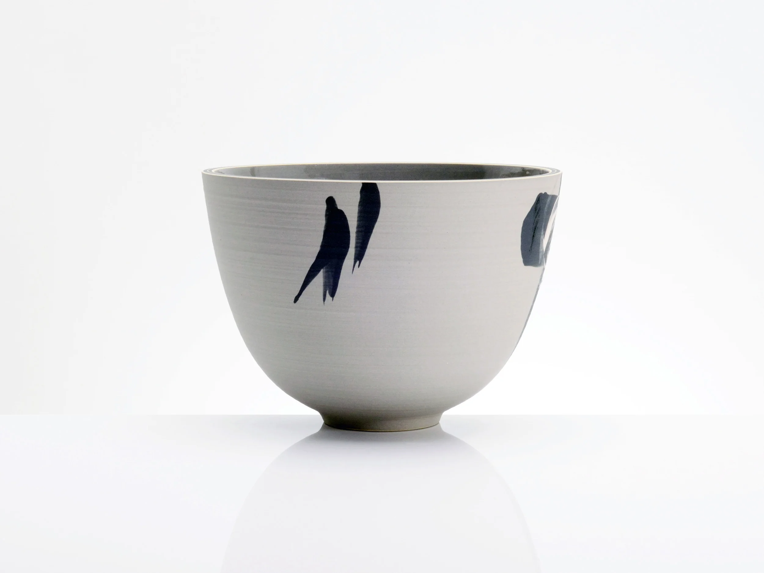 Pale Grey Black Bowl by Rowena Gilbert