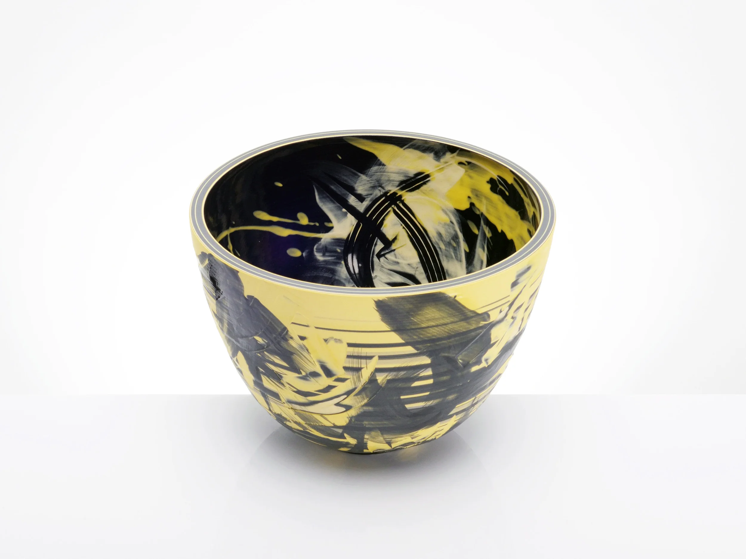 Black Yellow Star Gazing Bowl by Rowena Gilbert