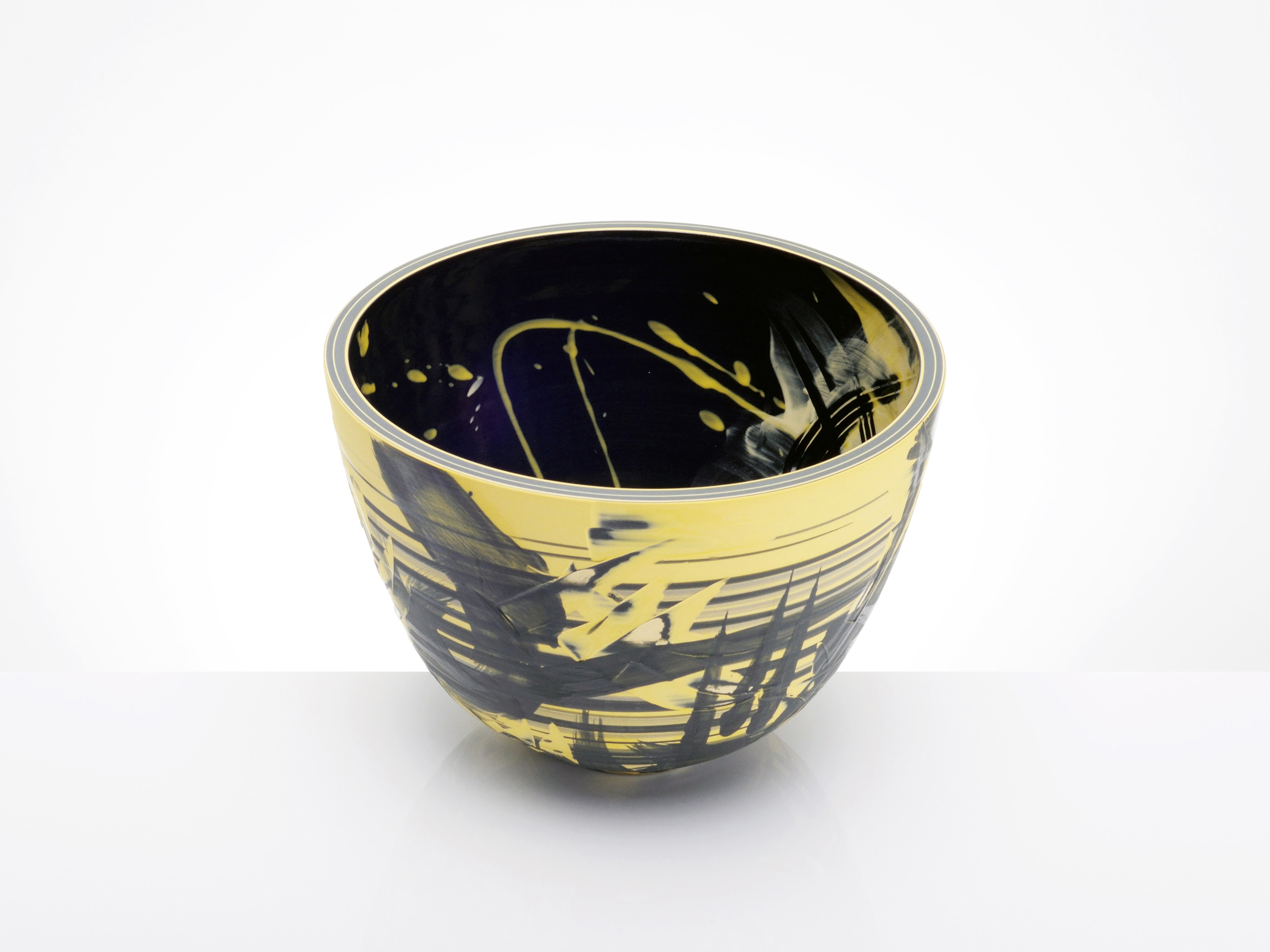 Expressive Black Yellow Bowl by Rowena Gilbert