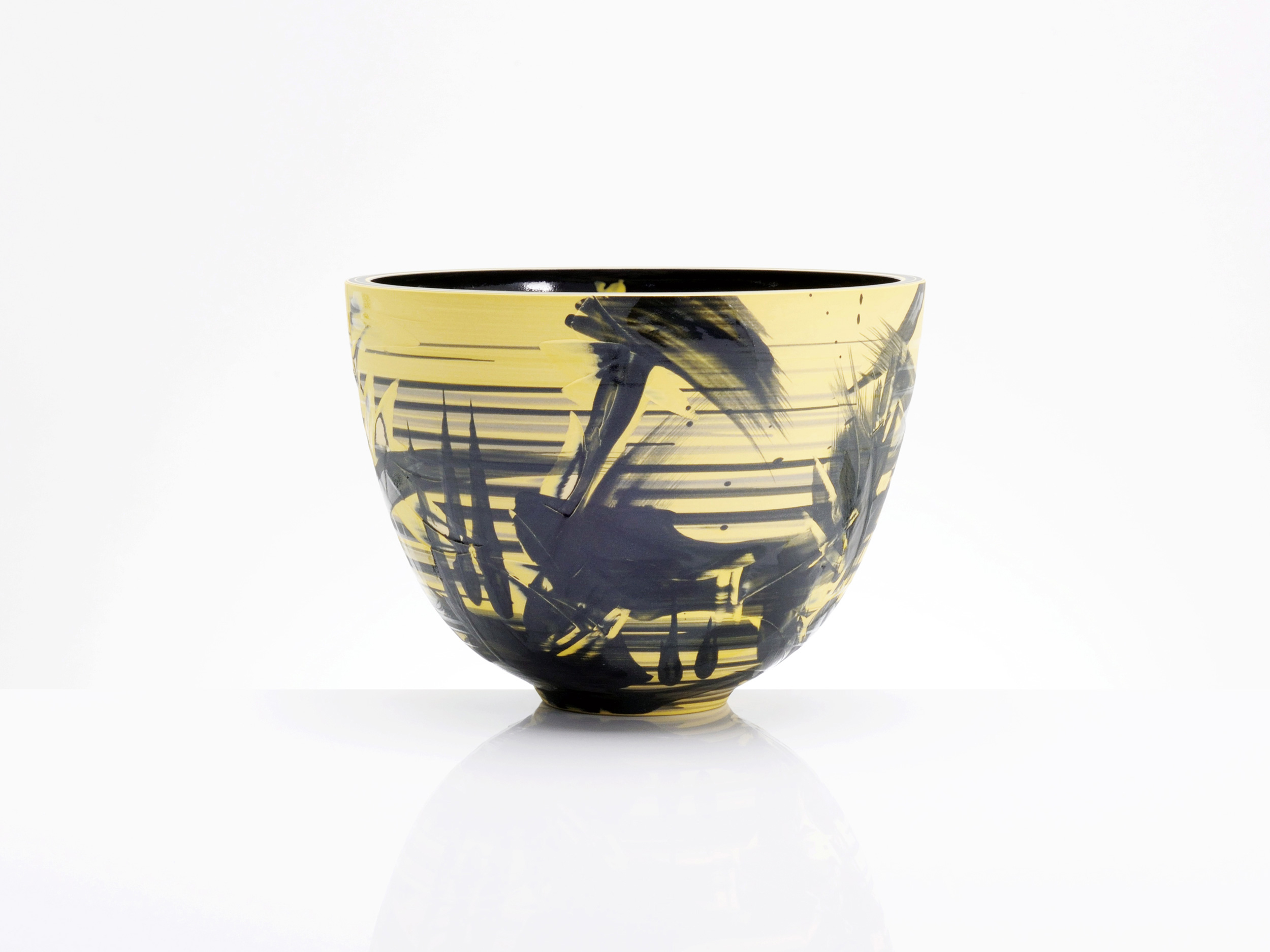 Yellow Black Supernova Bowl by Rowena Gilbert