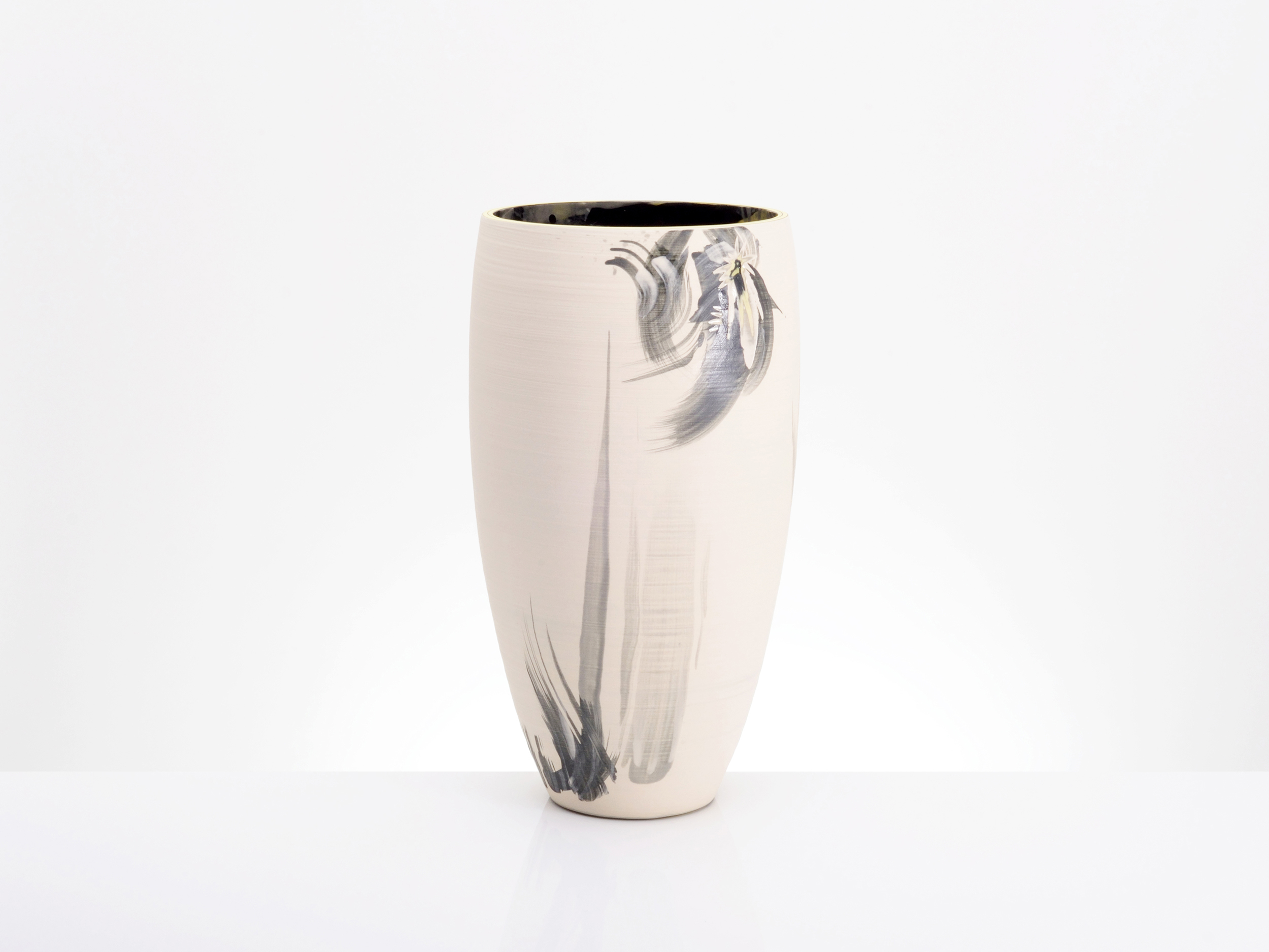 Abstract Art Vase in Cream White Grey by Rowena Gilbert