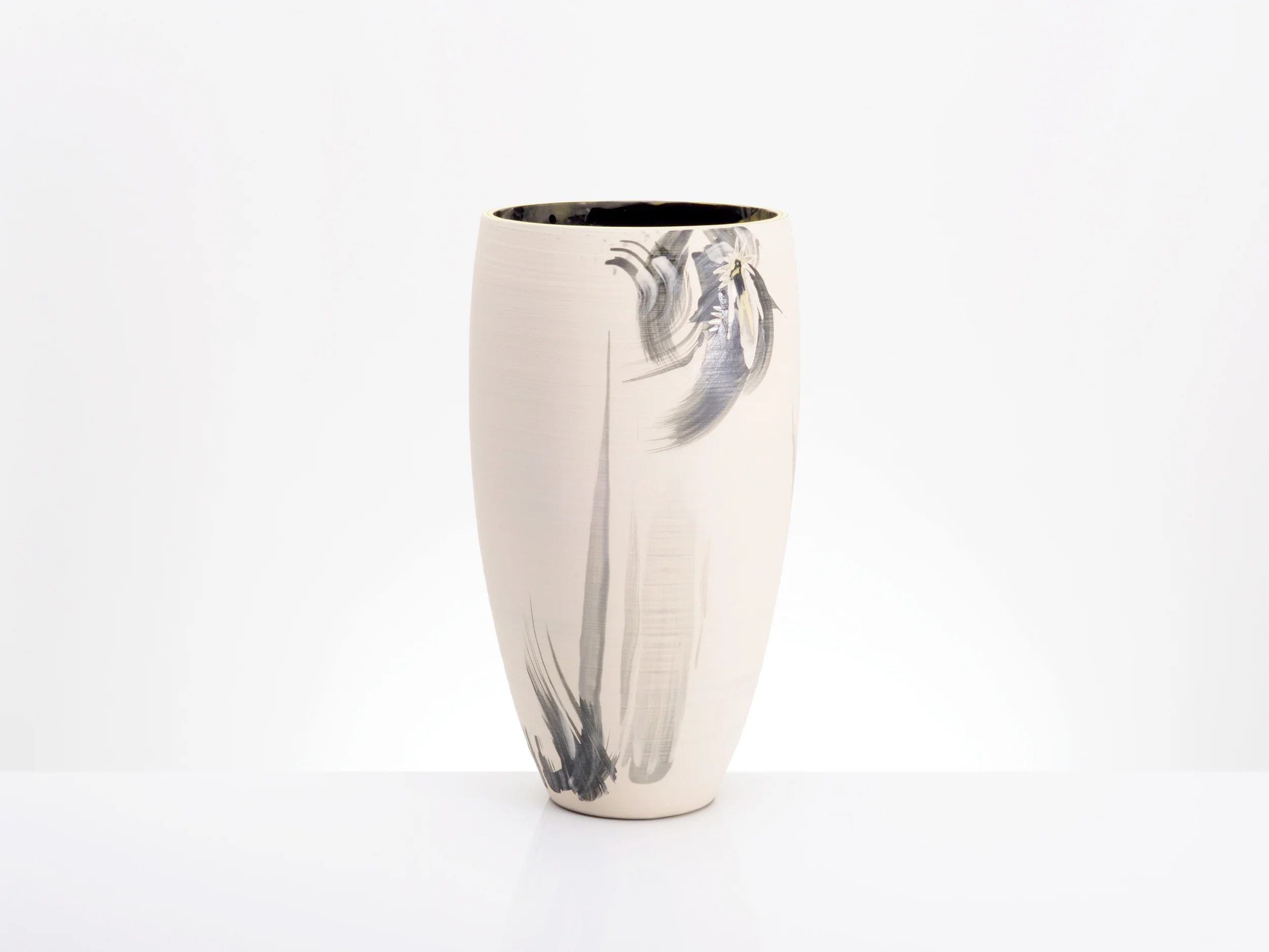 Abstract Art Vase in Cream White Grey by Rowena Gilbert