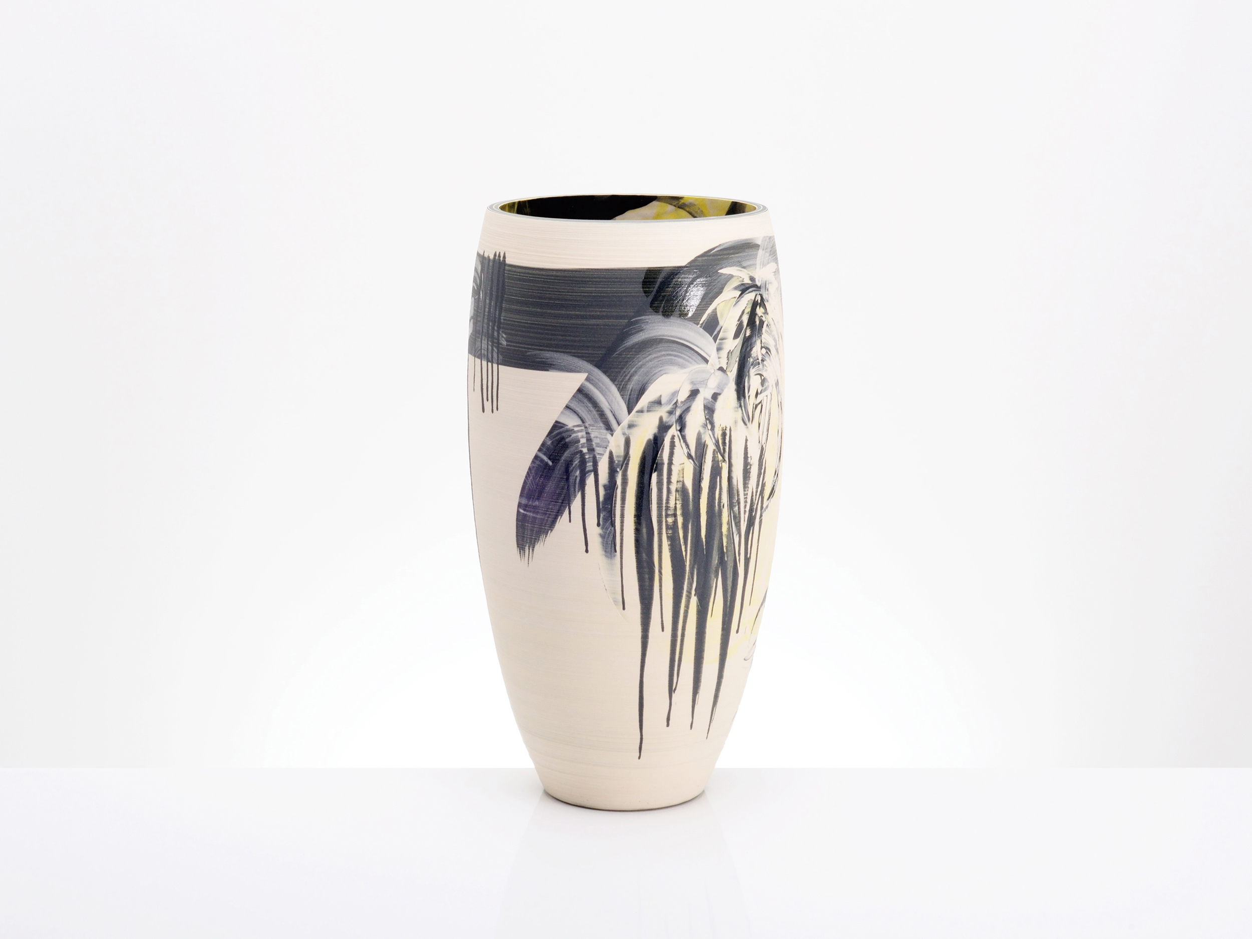 Abstract Expression Vase White Black by Rowena Gilbert
