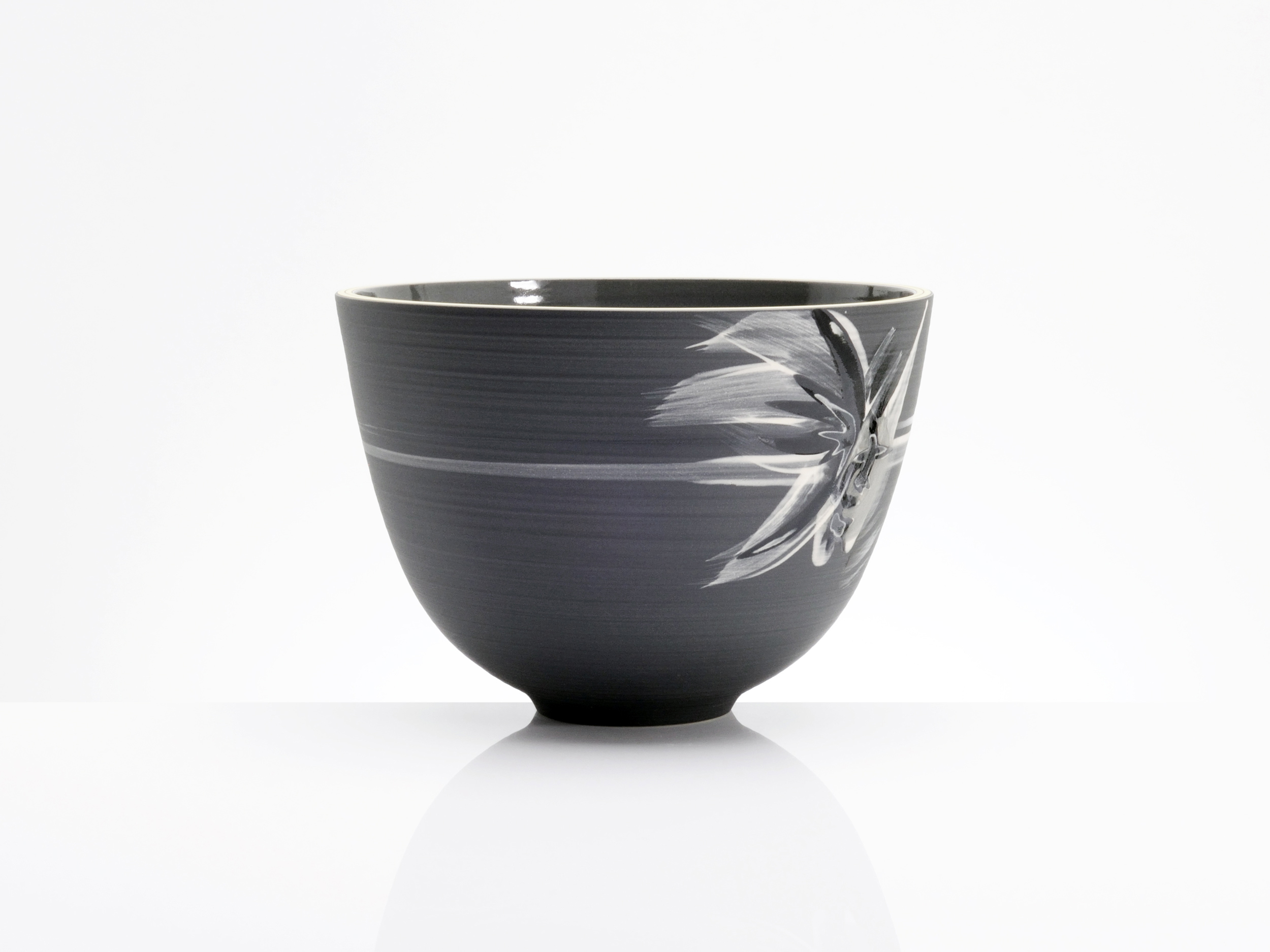 Charcoal Black Abstract Art Bowl by Rowena Gilbert