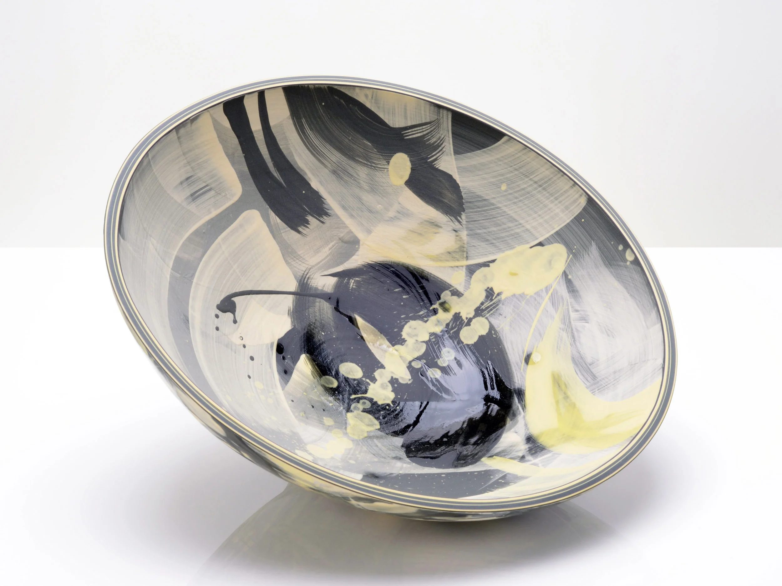 Solar System Grey Yellow Bowl by Rowena Gilbert