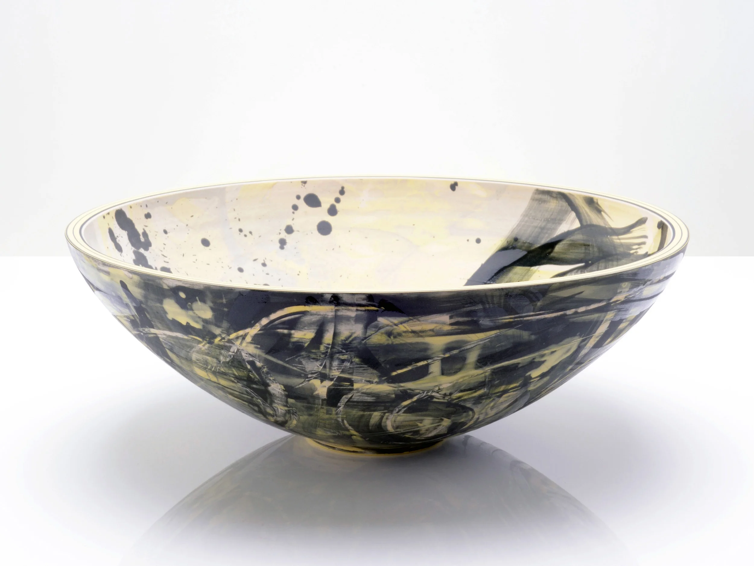 Black Yellow Galactic Bowl by Rowena Gilbert