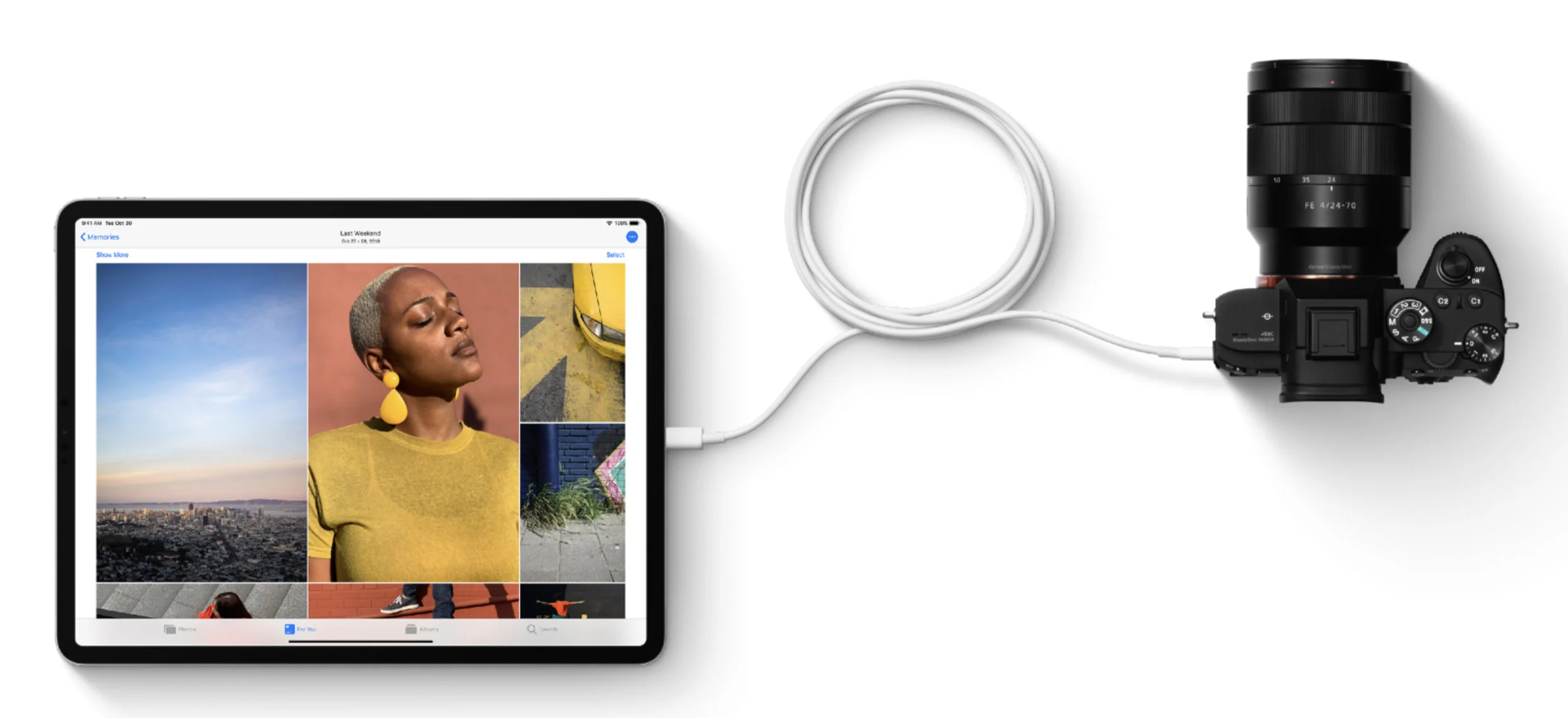 Apple uses a Sony A7R III to showcase the new USB-C port. Picture: Apple