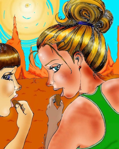 The Story “Heavy Burden” and Artwork by Sonise Lumbaca Volume 1 of SPACE ALIENS, BAD MOTHERS AND GUNS!