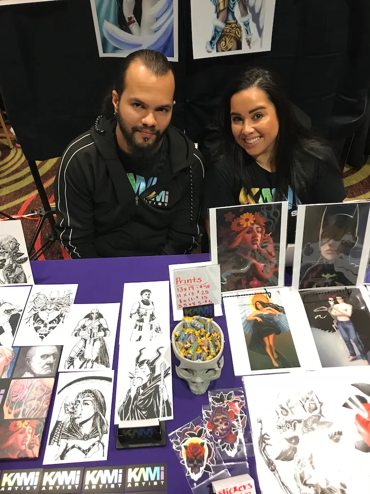 Ivan Estevez, the artist with Lauren Rodas at Wintercon 2018