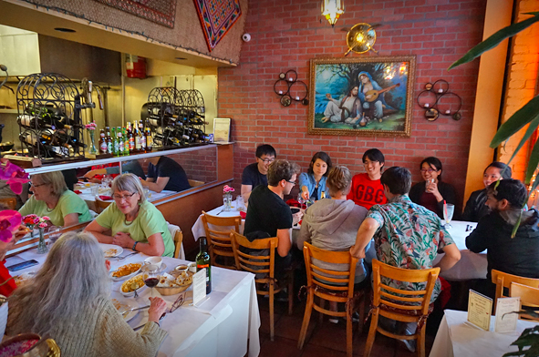  Full tables of diners at All India Cafe in Pasadena. 