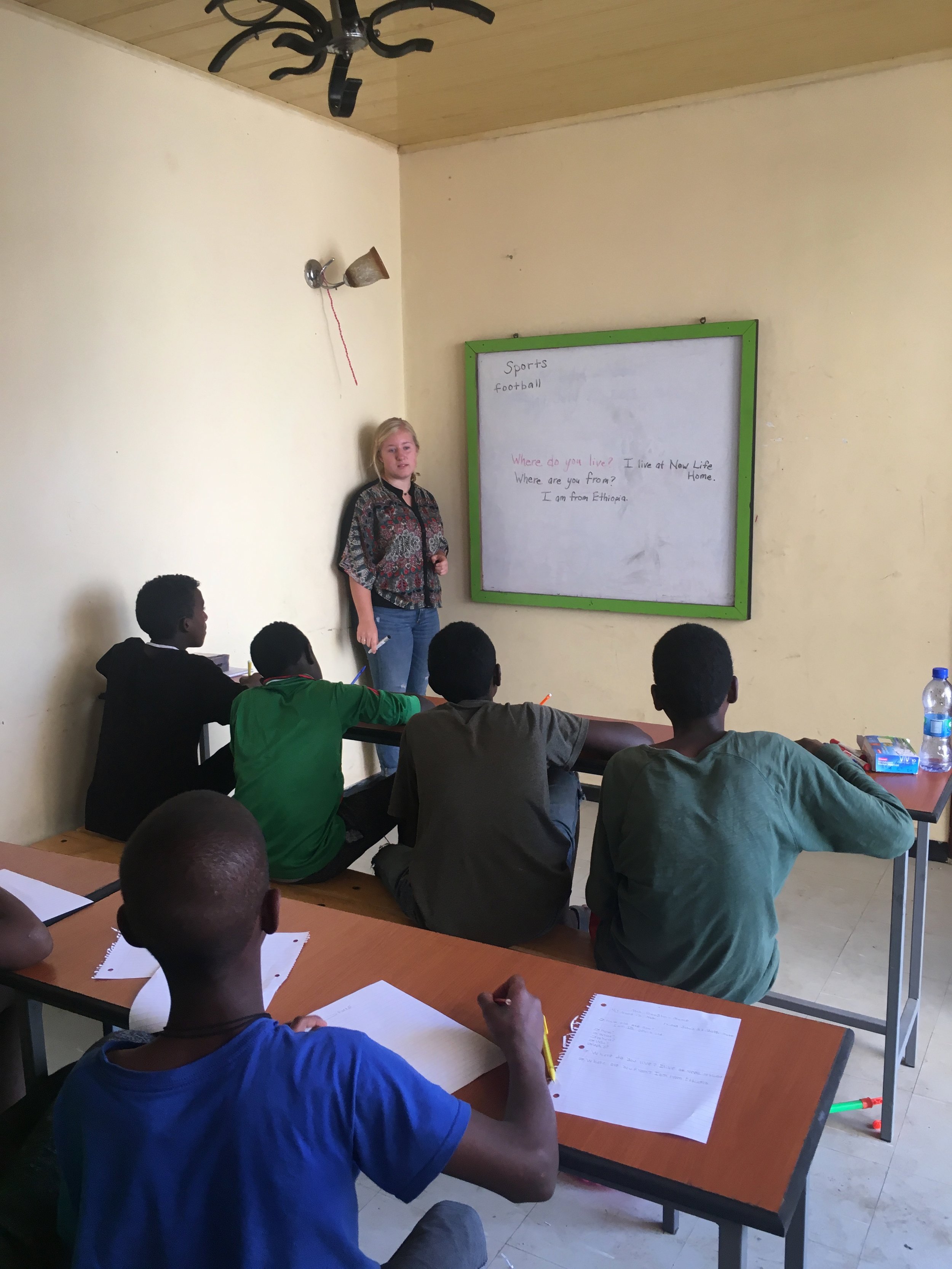 Audrey teaching an English class