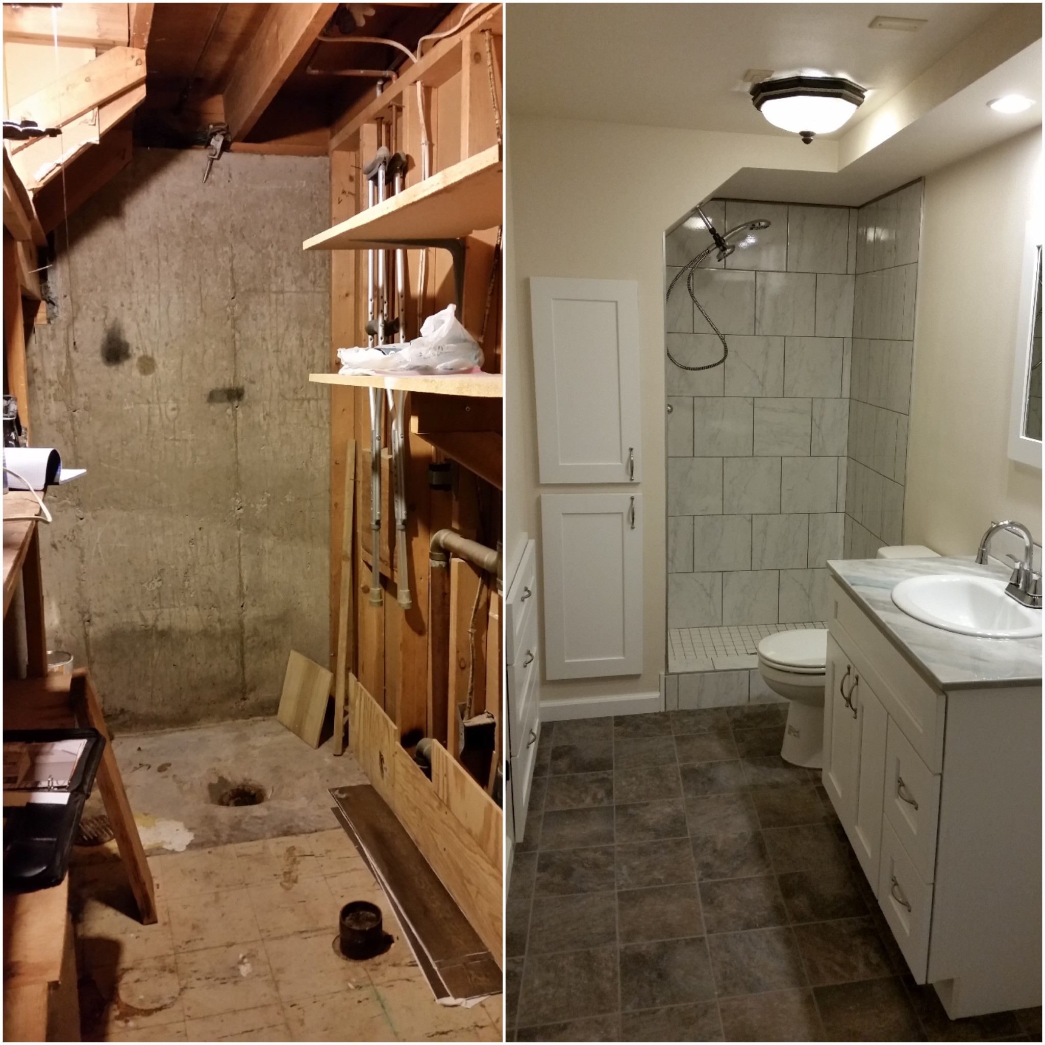 Before and After Basement Bath