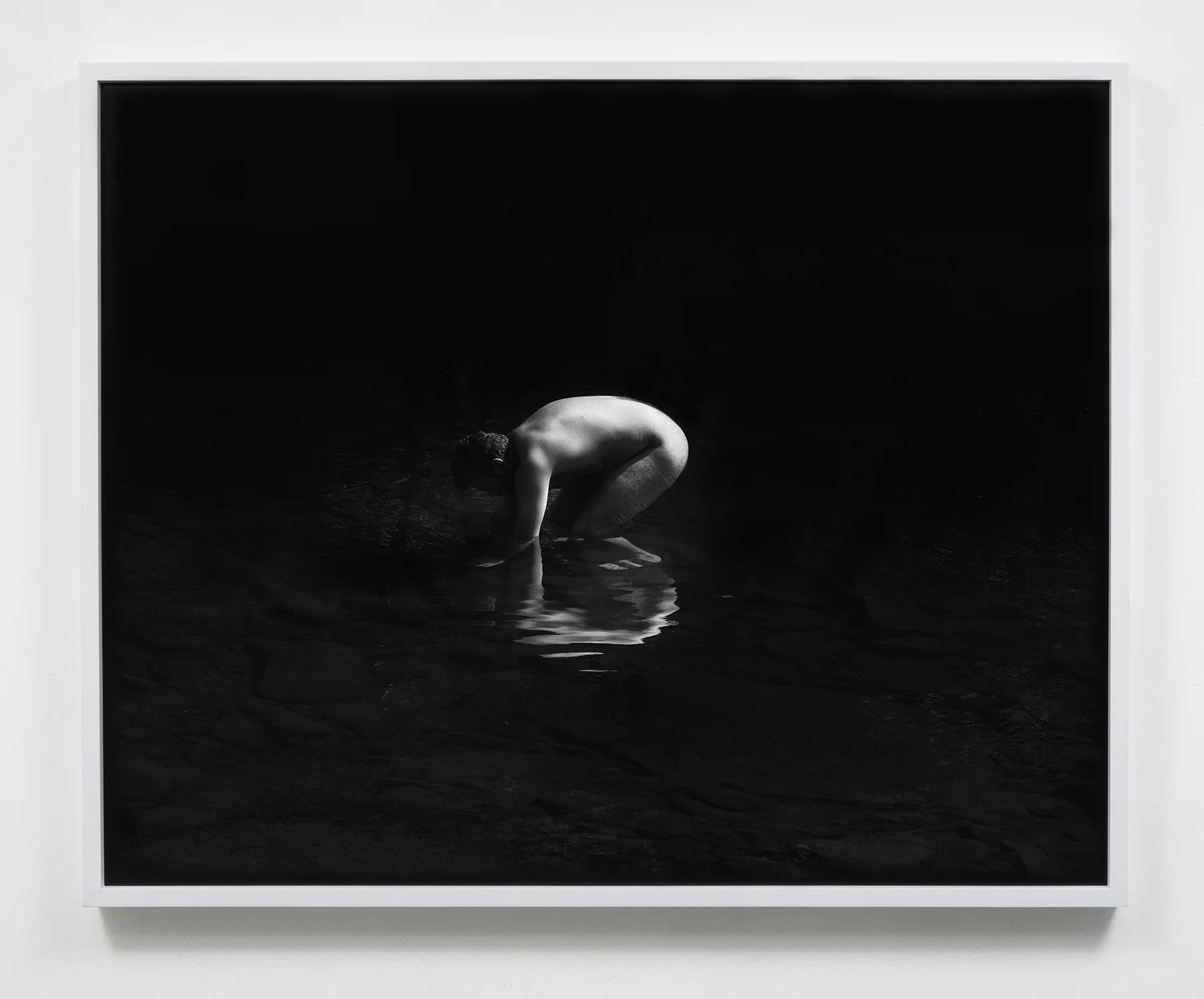 ...if water forgets how to play mirror, 32 x 40, silver gelatin print in painted wood frame, 2018. 