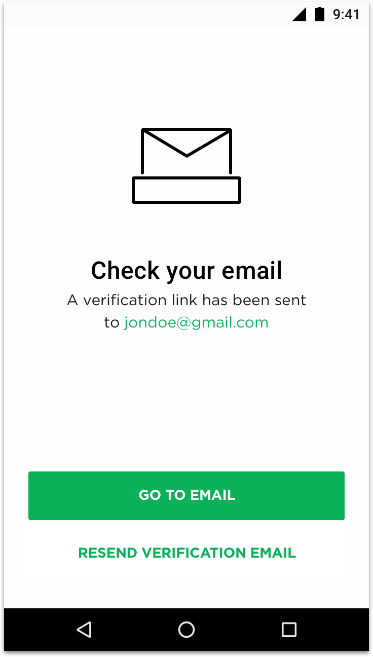 Email Confirmation Screen