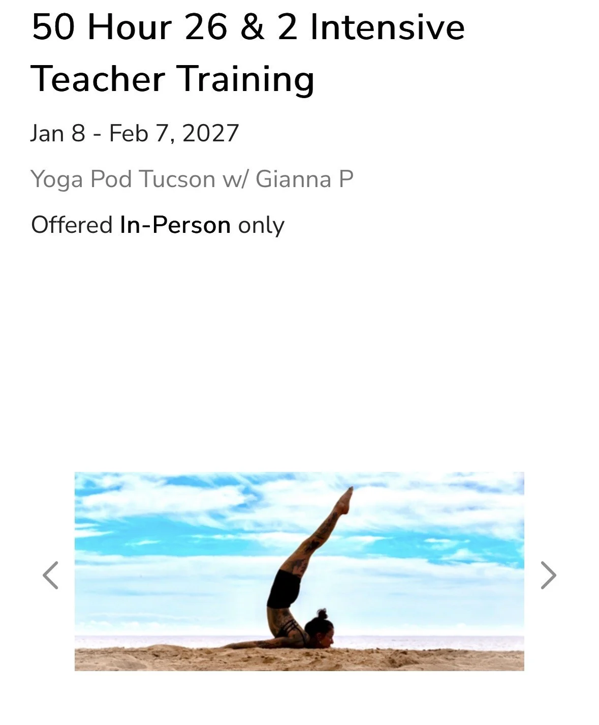 50hr 26&amp;2 Training for current yoga teachers!