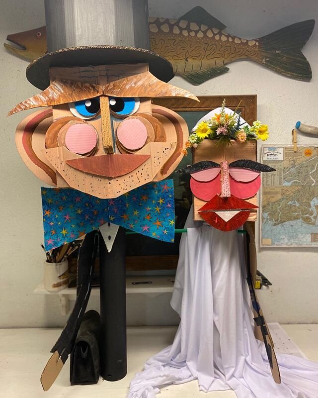 We were in a wedding parade yesterday since guests couldn&rsquo;t attend. Channeled the super-amazing @waynewhiteart to create this wedding couple to mount on our golf cart for the drive-by.  I love cardboard.