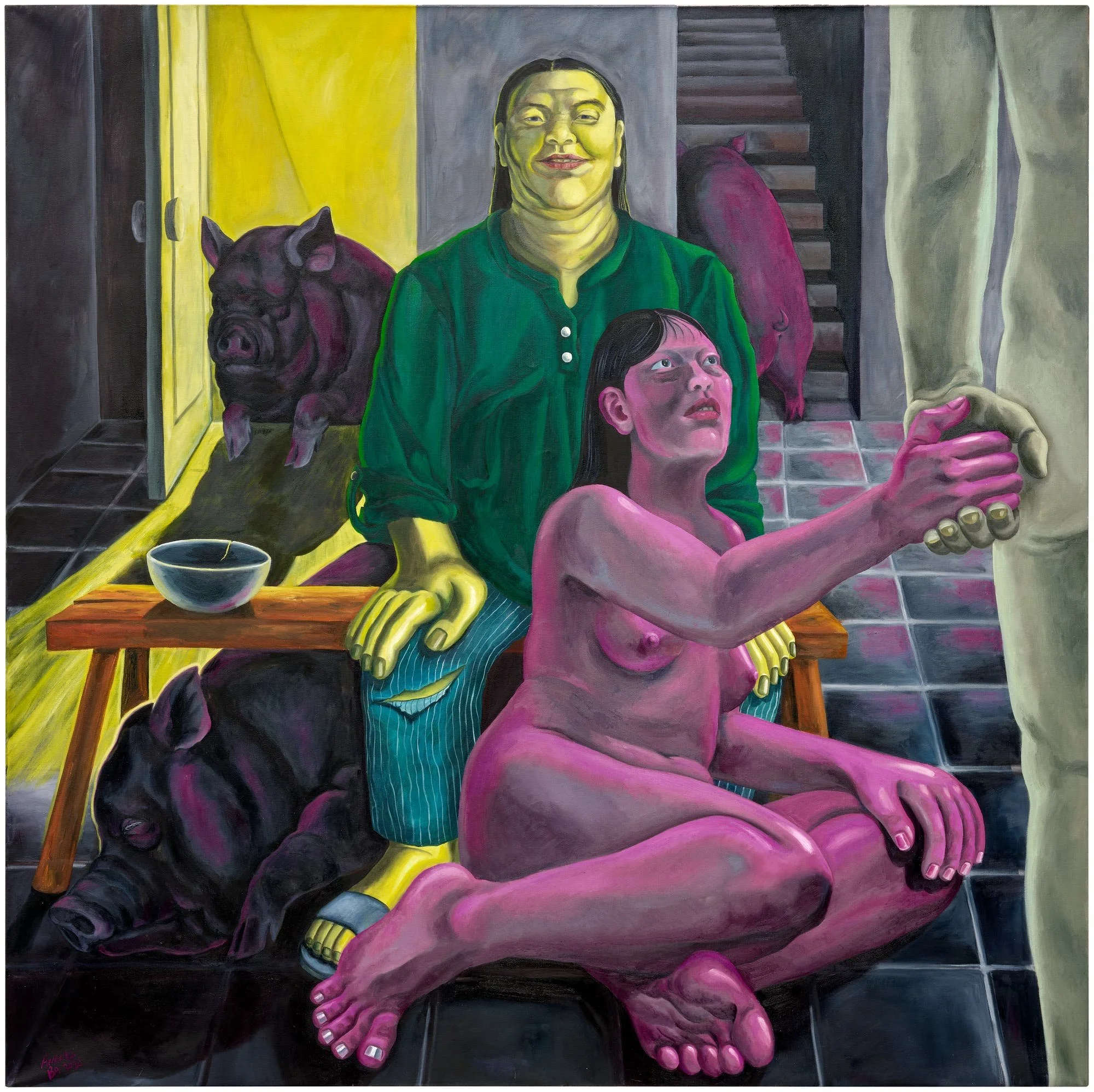 Amanda Ba - Pig's Skin - oil on canvas 2020 68" x 68"