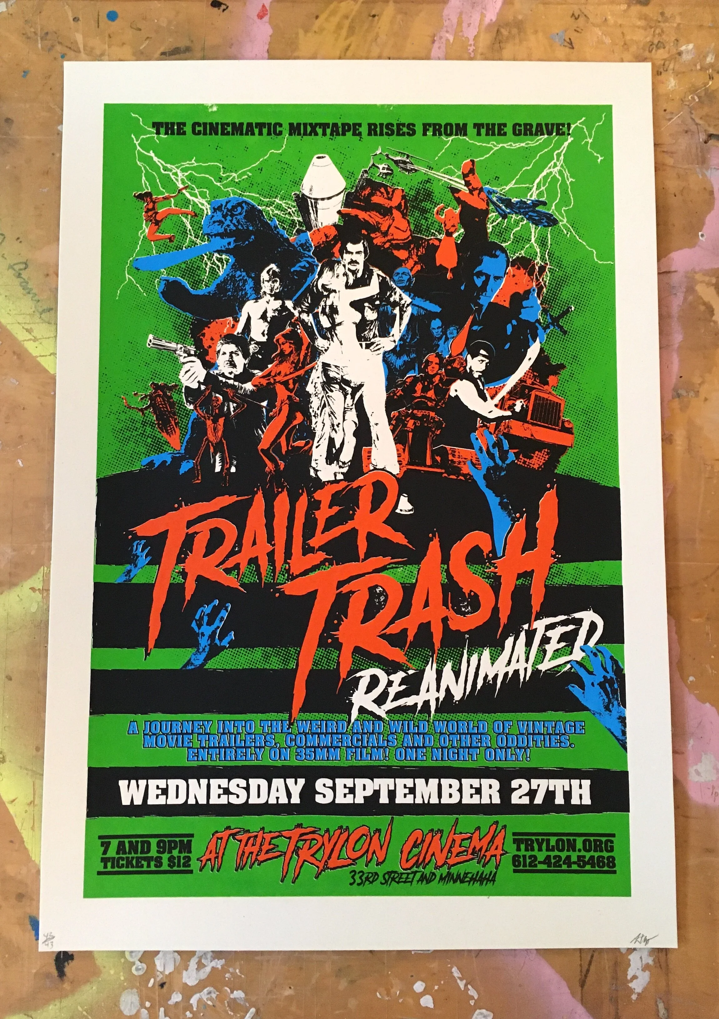 TRAILER TRASH REANIMATED SCREENPRINT POSTER