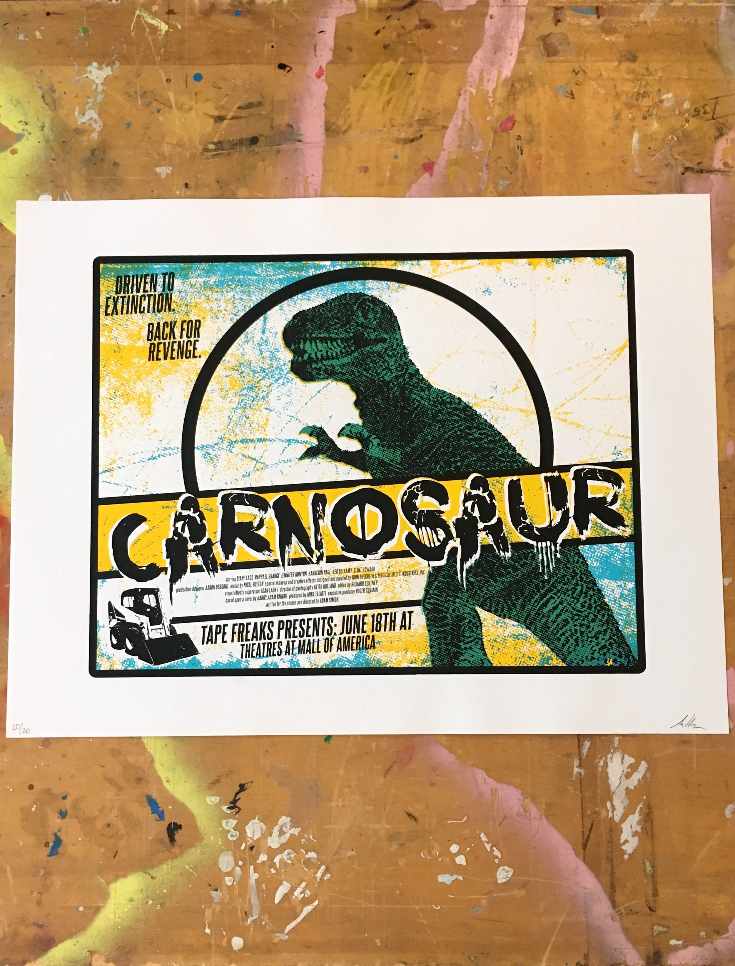 CARNOSAUR SCREENPRINT POSTER WHITE.JPG